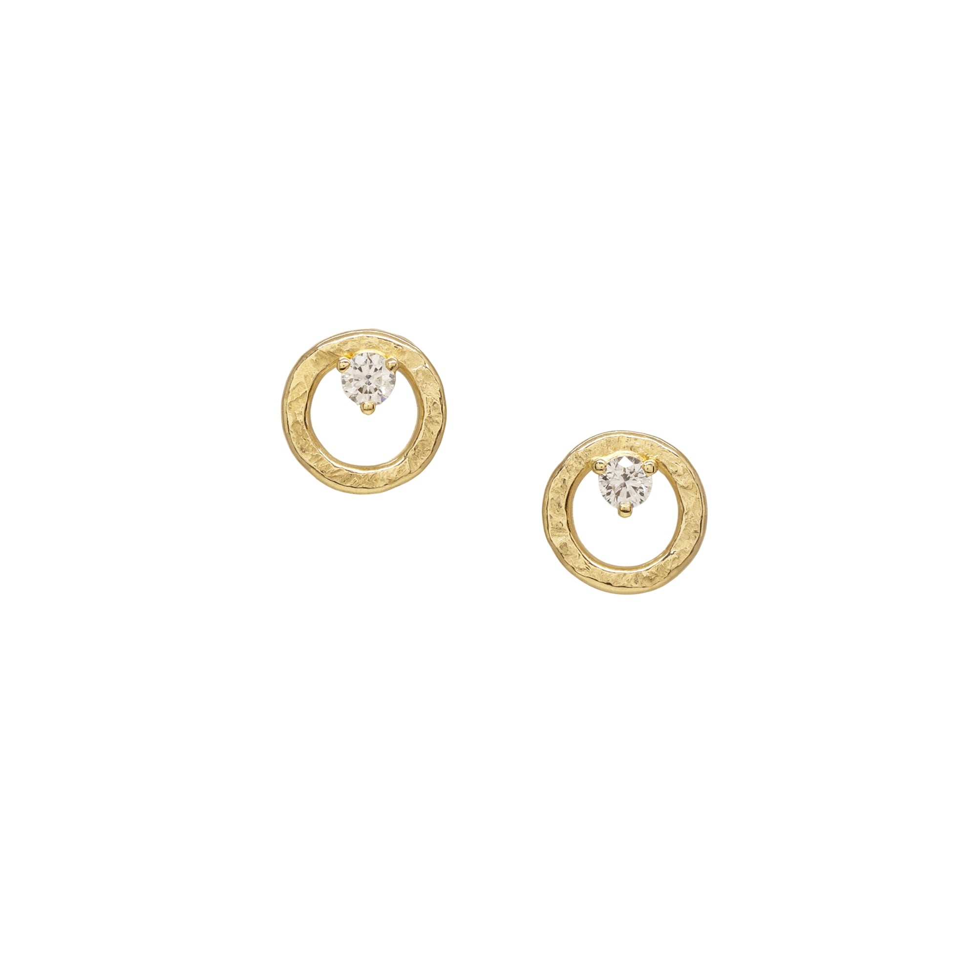 Terrain Diamond Circle Studs - Diamond & 14K Yellow Gold