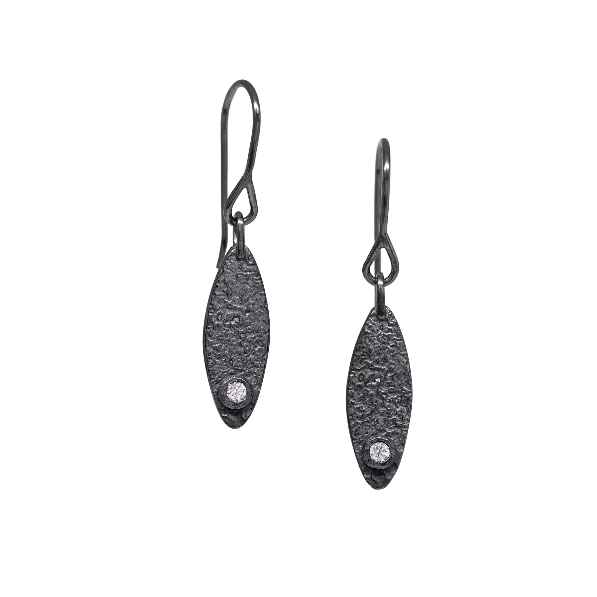 Basalt Earrings - Swarovski CZ - Dark Sterling