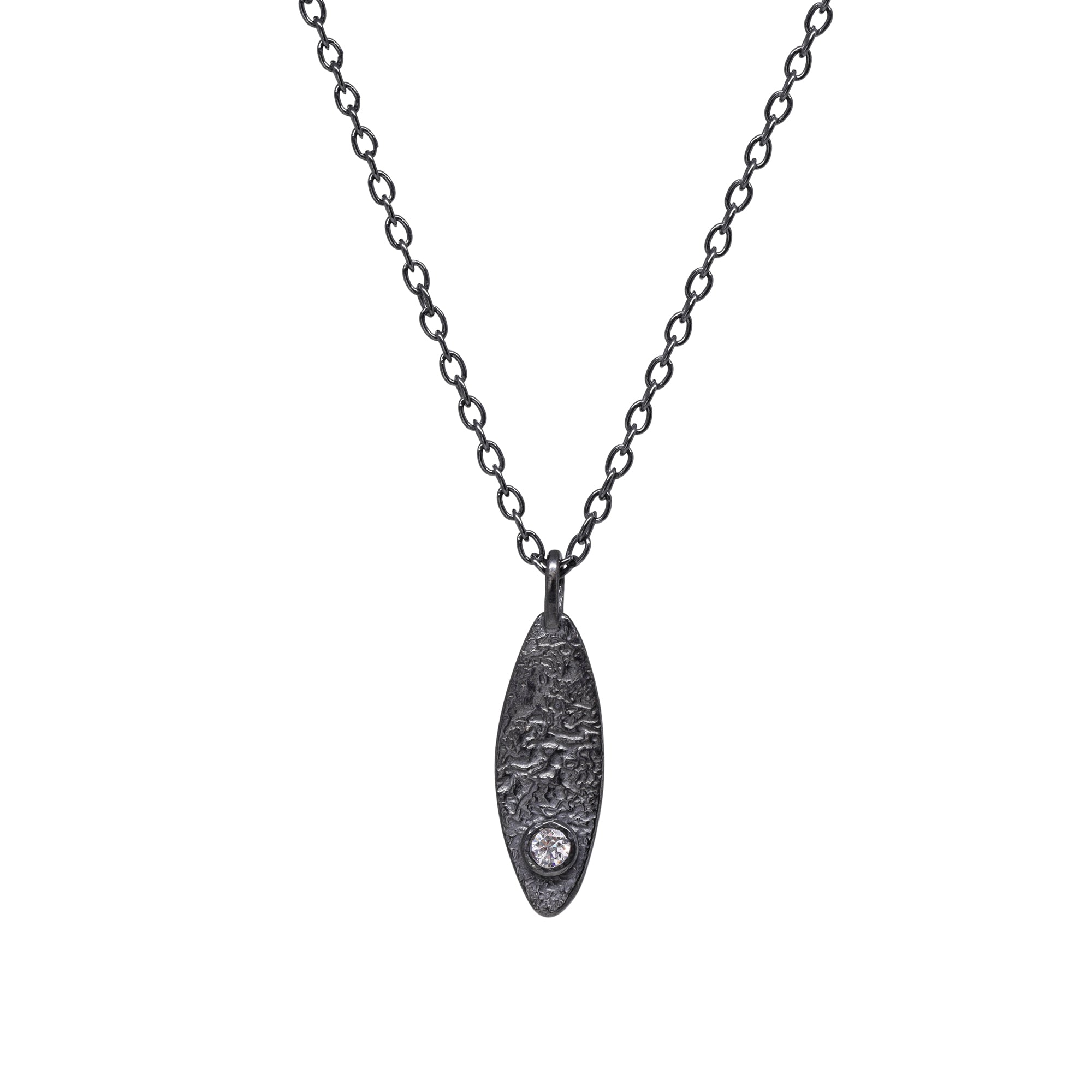 Basalt Necklace - Swarovski CZ - Dark Sterling