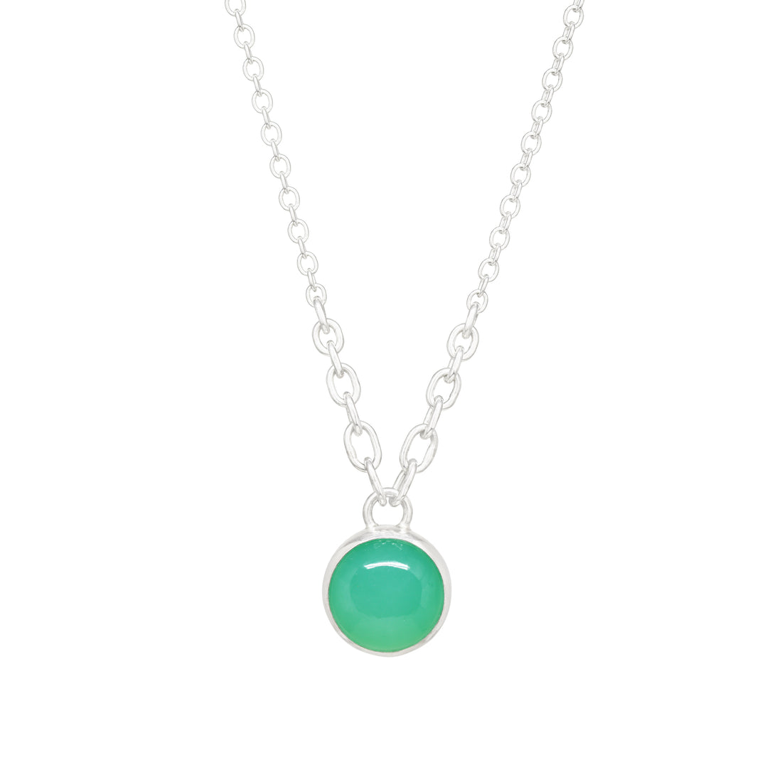 Balance Gem Necklace with Links - Chrysoprase I - Bright Sterling