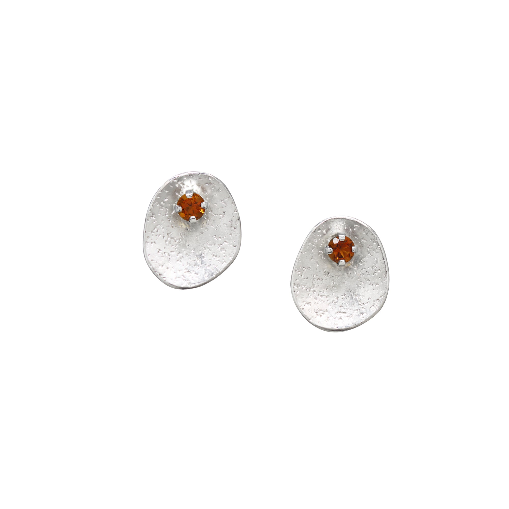 Stardust Gem Studs - Fire Citrine - Bright Sterling