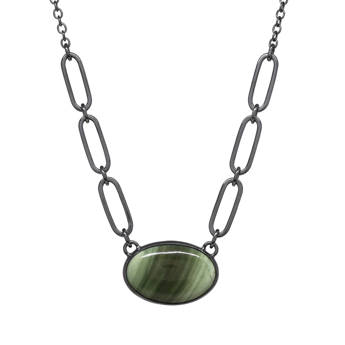 Balance Gem Necklace - Imperial Jasper - Dark Sterling