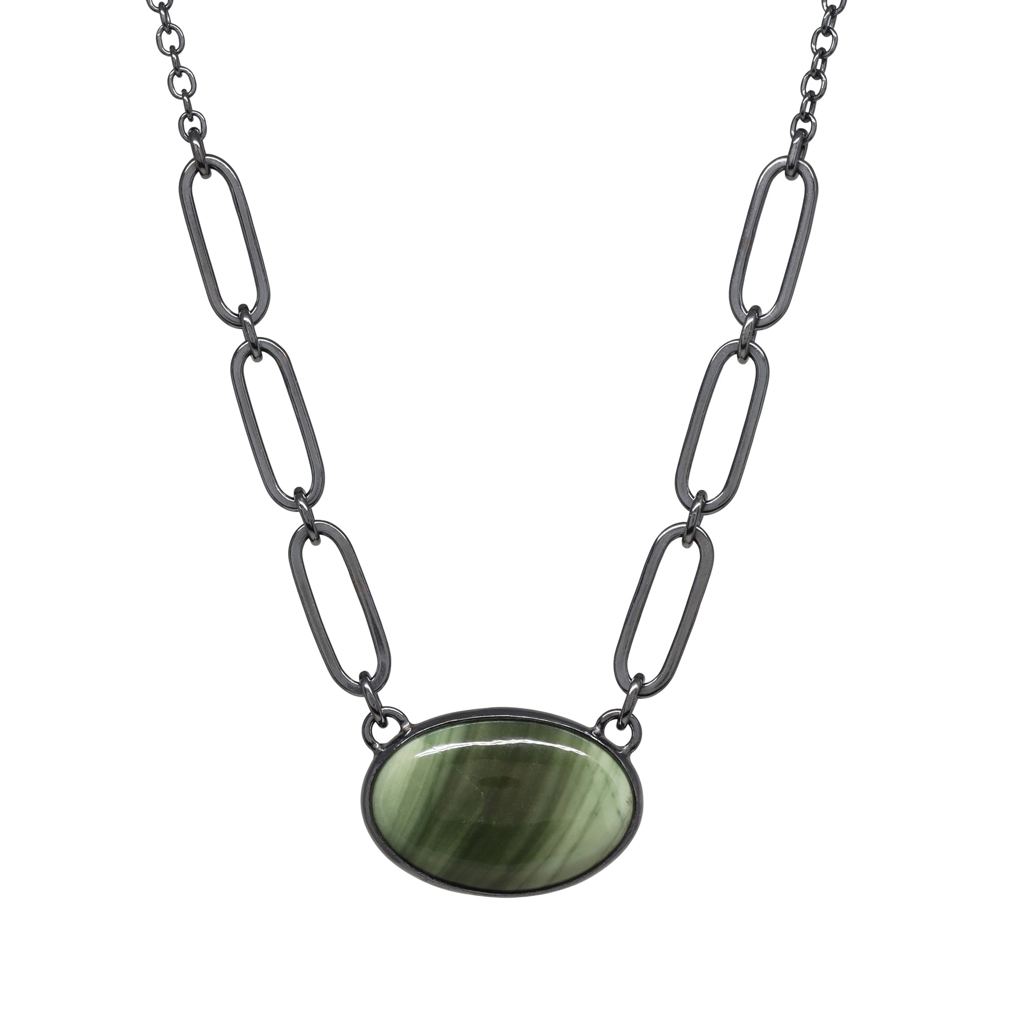 Balance Gem Necklace - Imperial Jasper - Dark Sterling