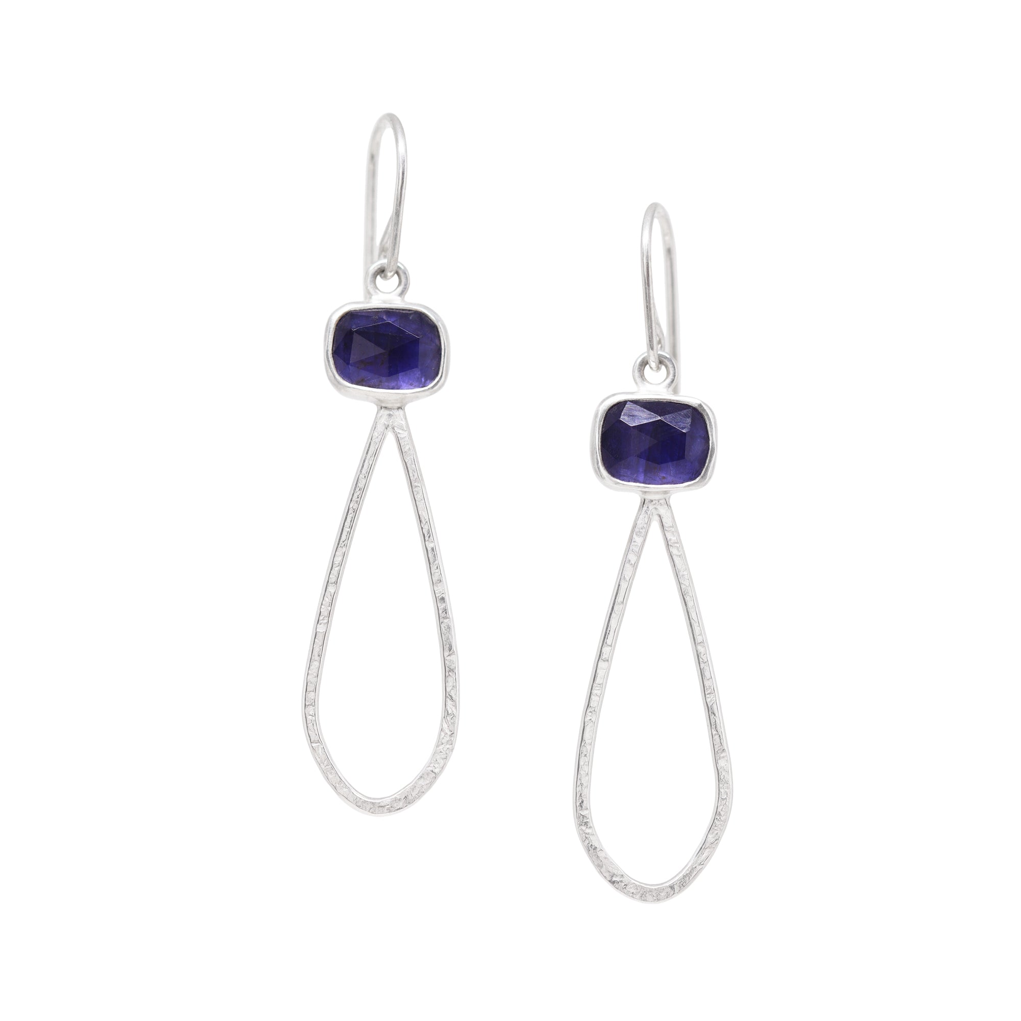 Petal Gem Earrings - Iolite - Bright Sterling
