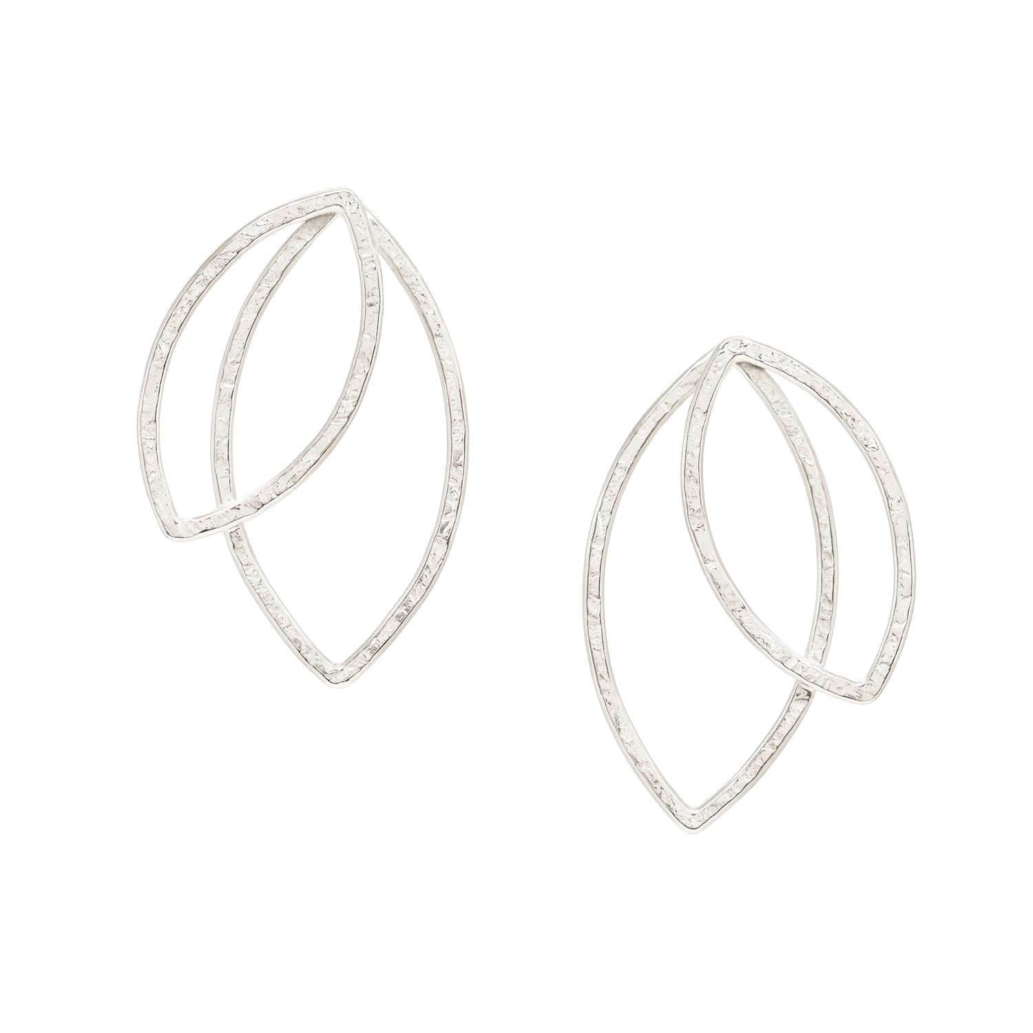 Double Leaf Studs - Large - Bright Sterling