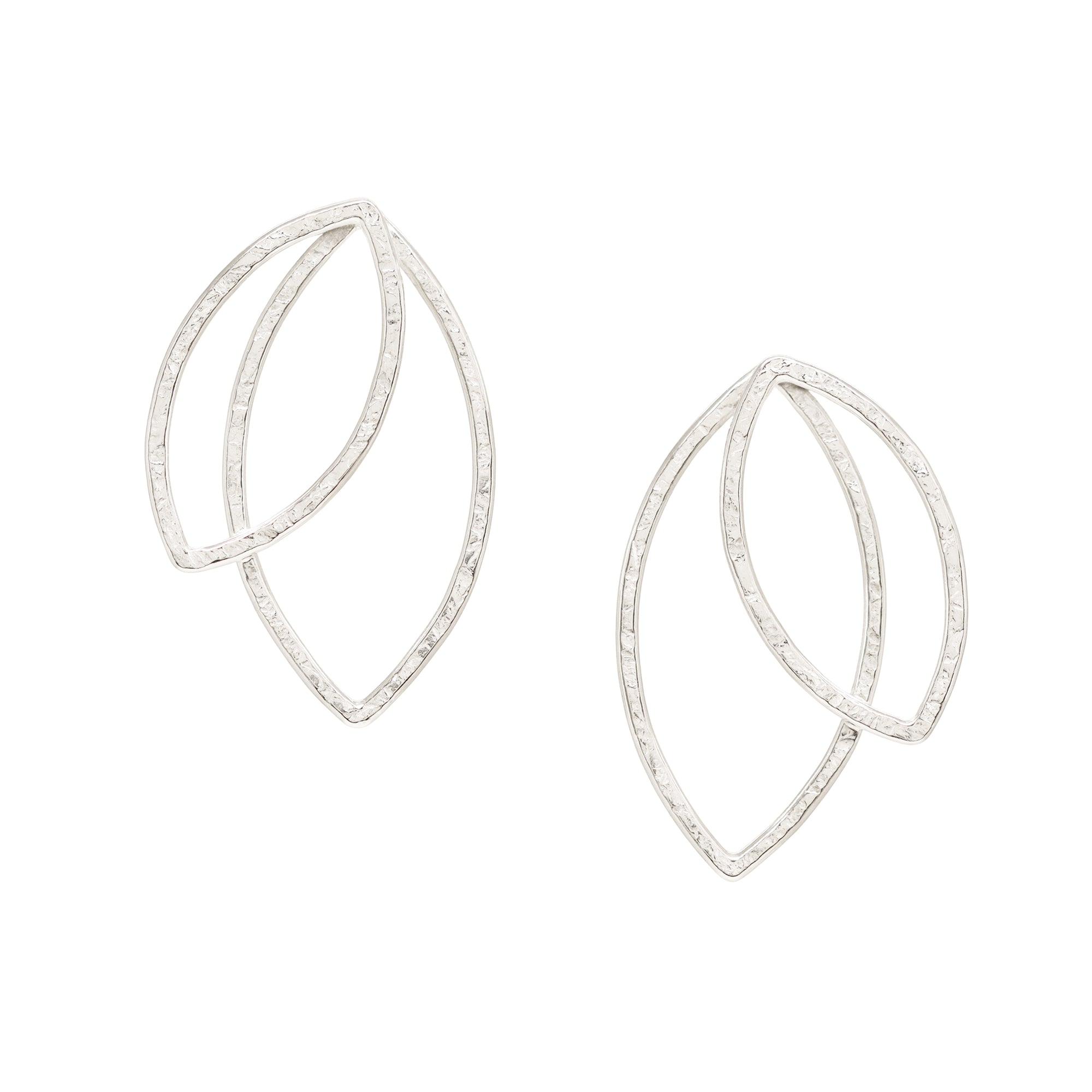 Double Leaf Studs - Large - Bright Sterling