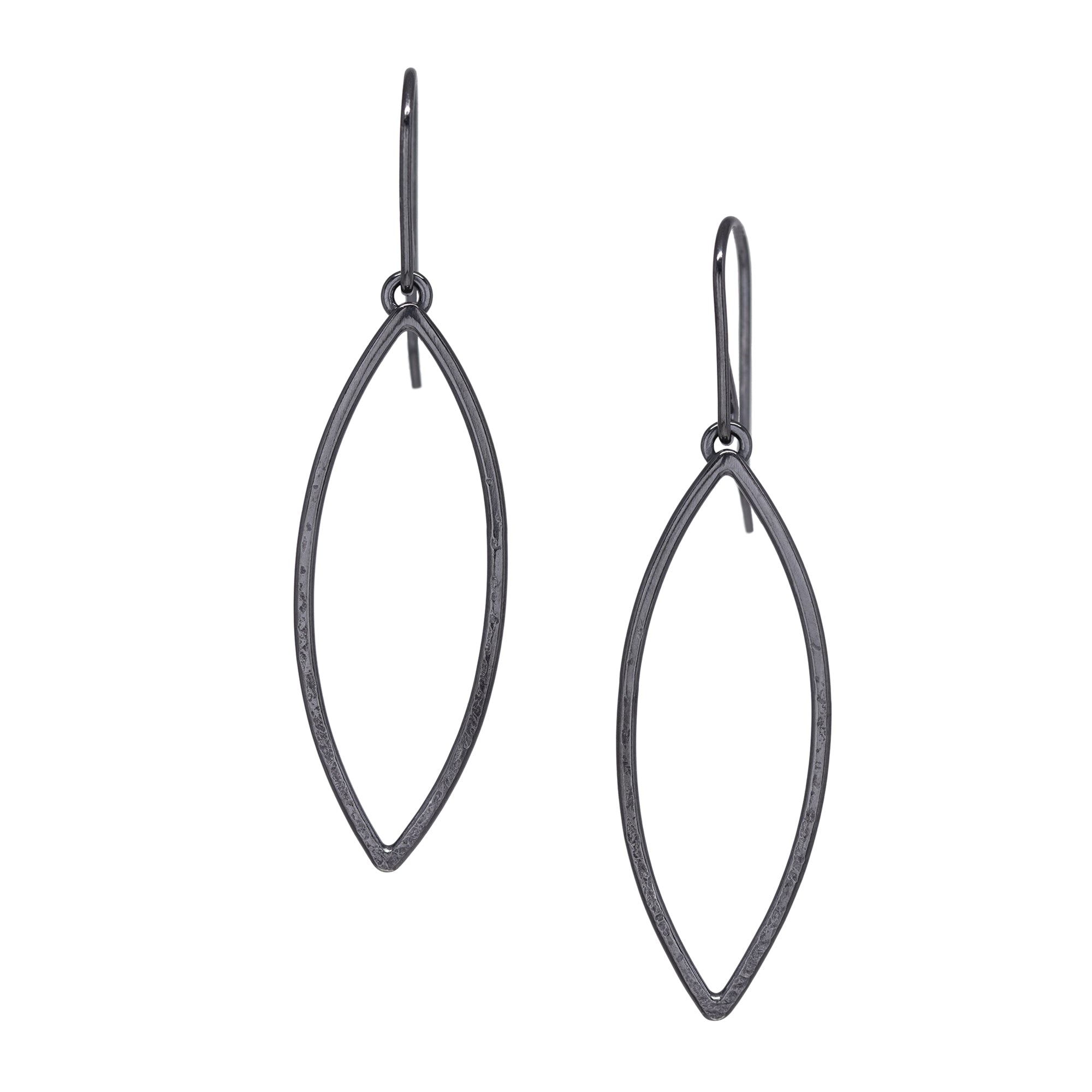Leaf Earrings - Dark Sterling