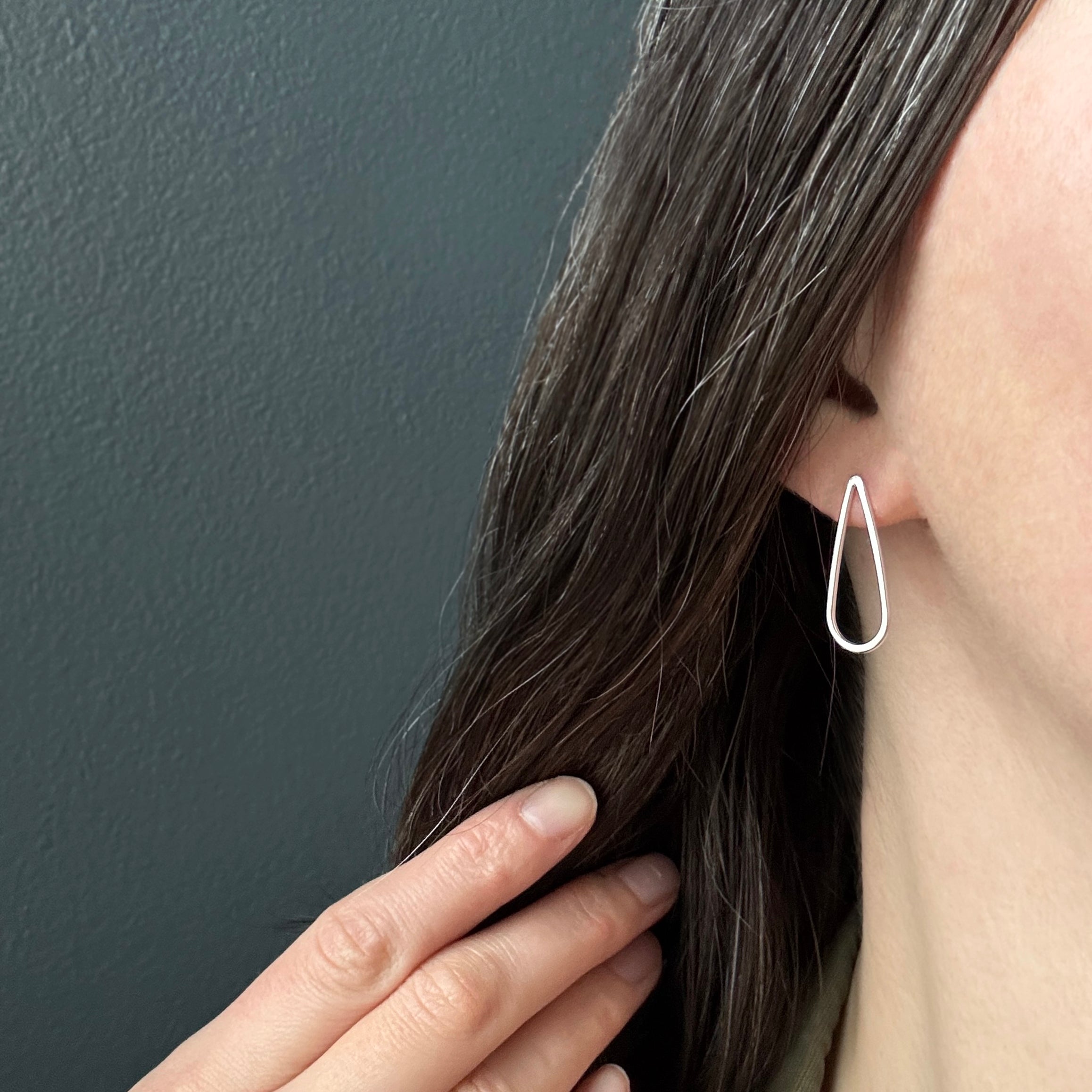 Teardrop Studs - Large - Bright Sterling
