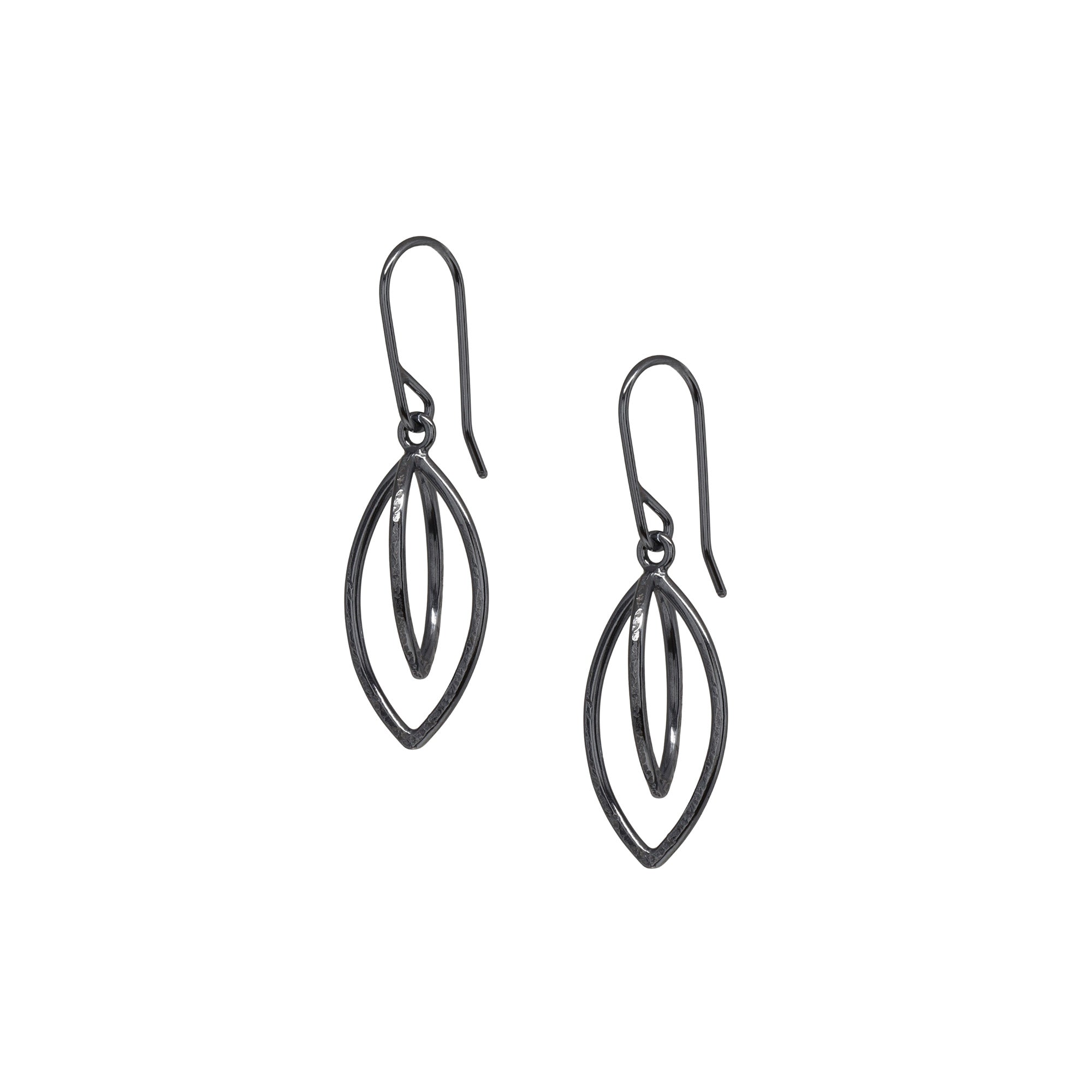 Leaf Pod Earrings - Small - Dark Sterling