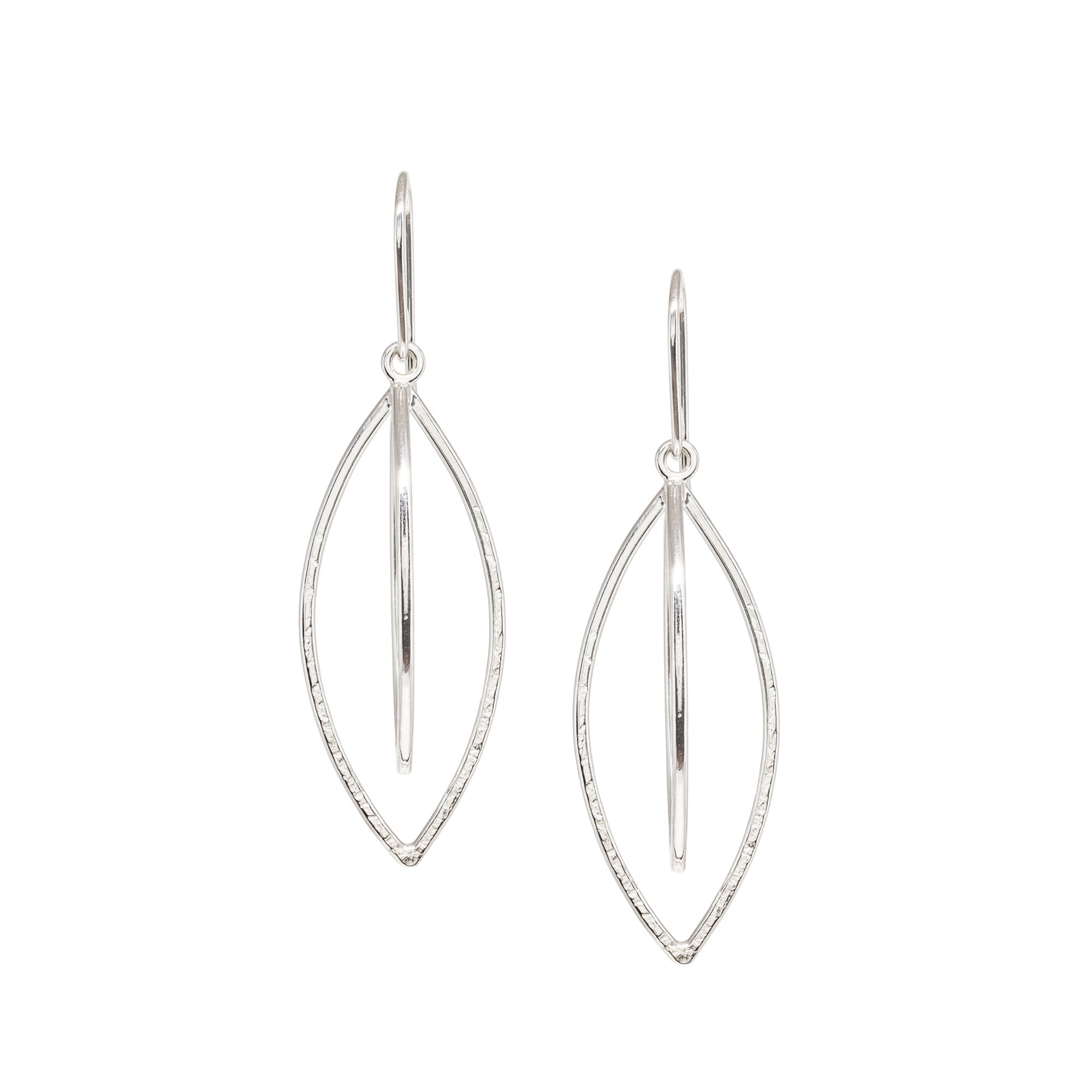 Leaf Pod Earrings - Bright Sterling