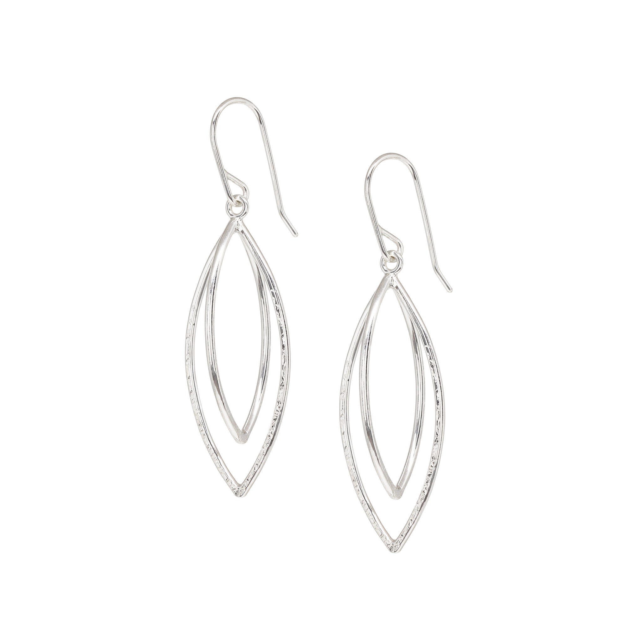 Leaf Pod Earrings - Bright Sterling