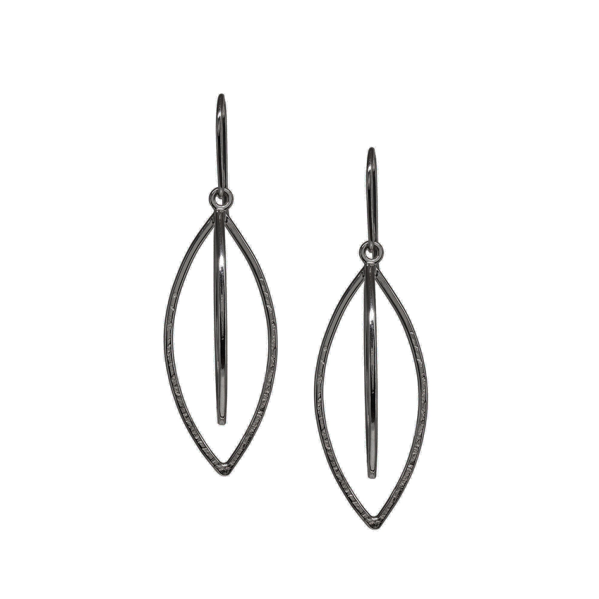 Leaf Pod Earrings - Dark Sterling