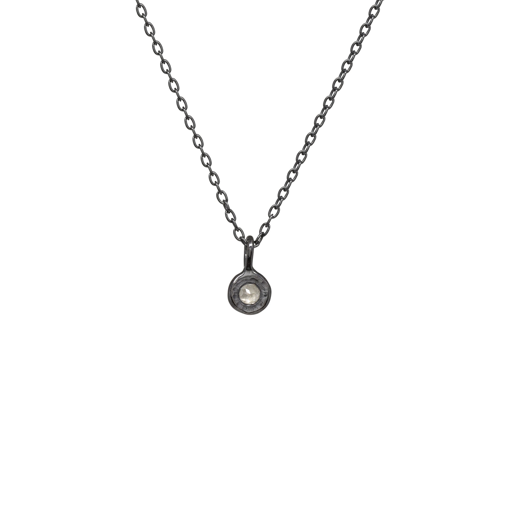 Luna Mini Diamond Necklace - Dark Sterling - Rose Cut Diamond