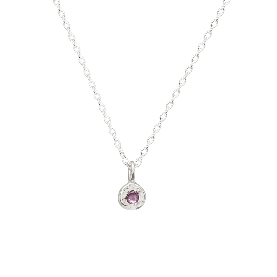 Luna Mini Necklace - Sterling - Rose Cut Pink Sapphire
