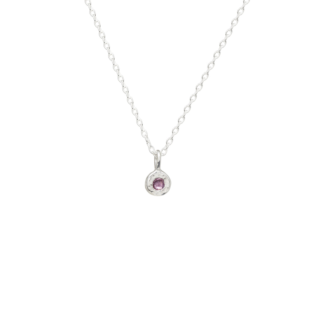 Luna Mini Necklace - Sterling - Rose Cut Pink Sapphire