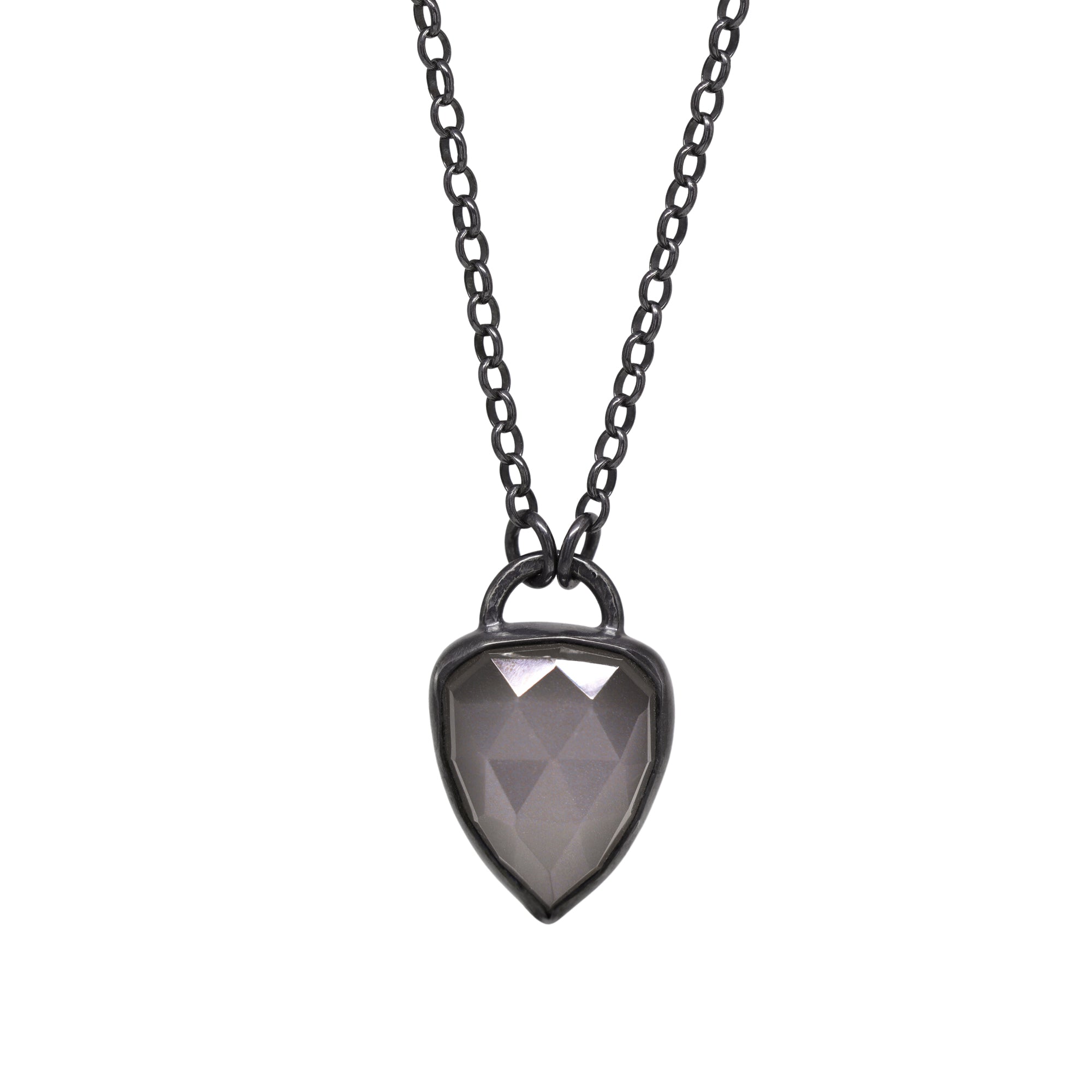 Balance Necklace - Rose Cut Moonstone - Dark Sterling