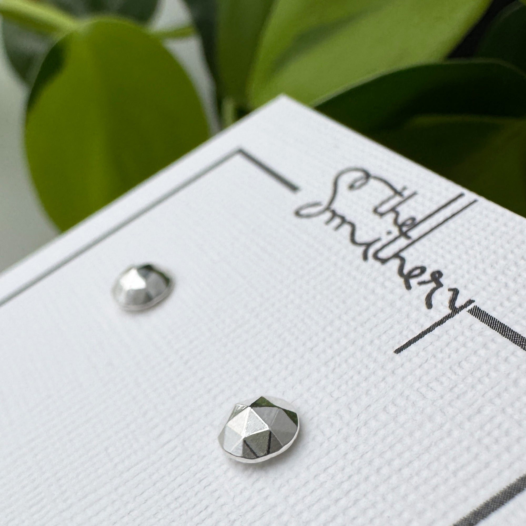 Rose Cut Studs - Bright Sterling