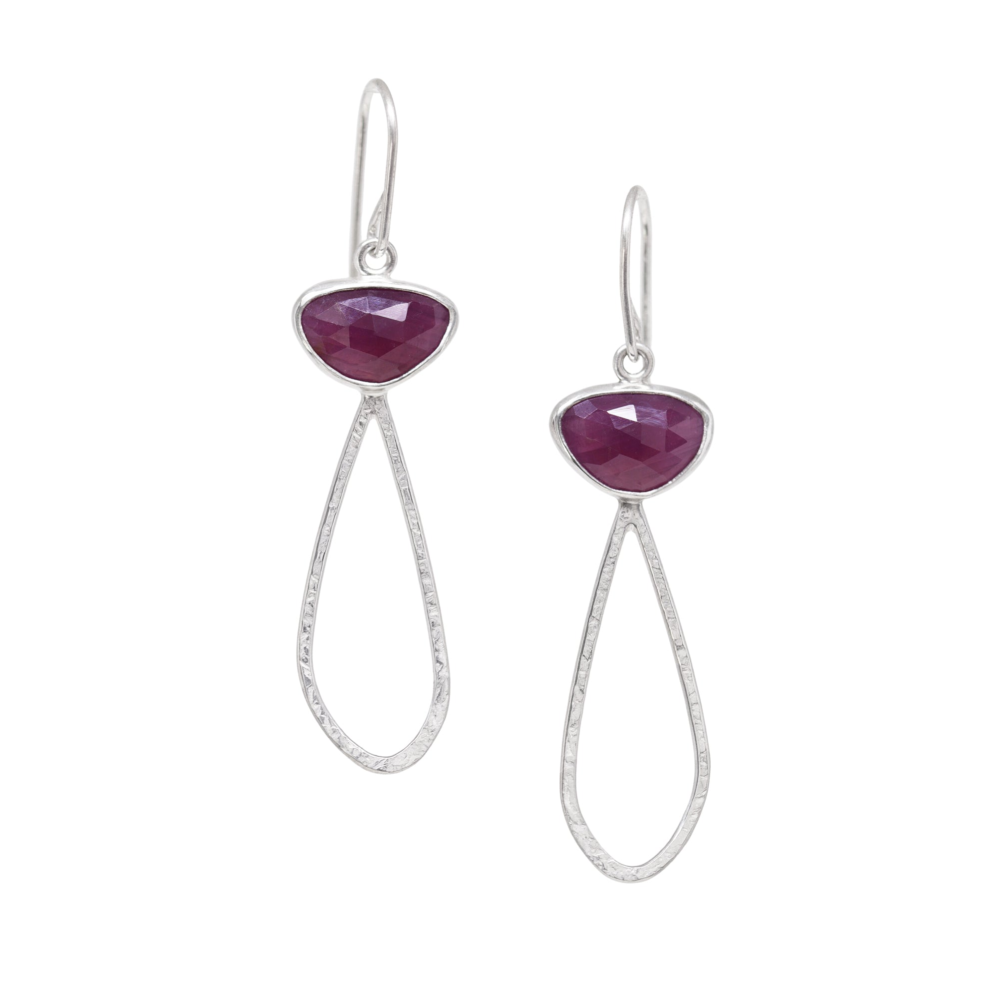 Petal Gem Earrings - Ruby - Bright Sterling