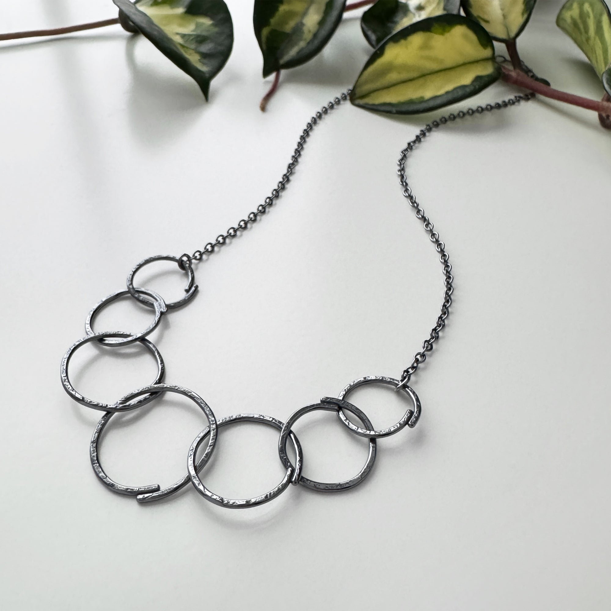 Sketch Large Links Necklace - Dark Sterling