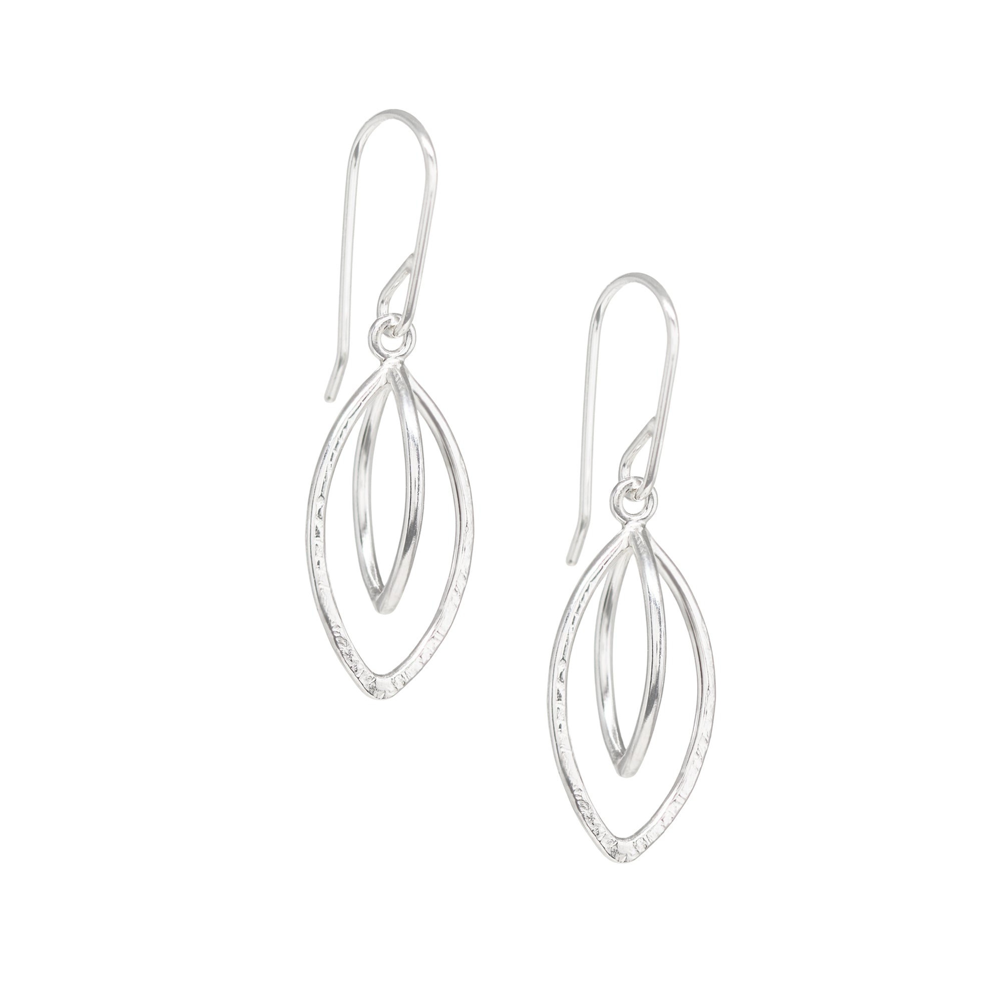 Leaf Pod Earrings - Small - Bright Sterling