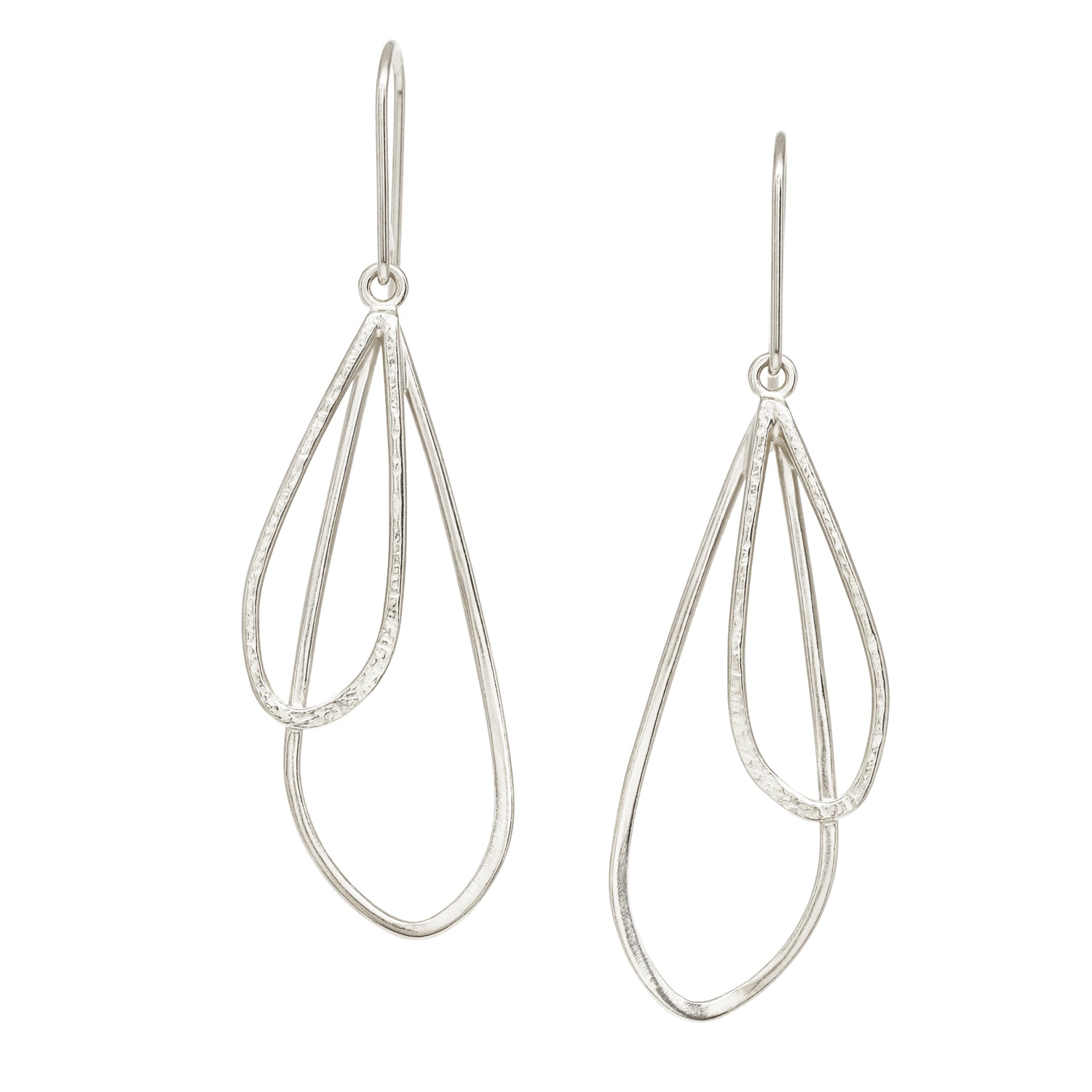 Double Petal Earrings - Bright Sterling