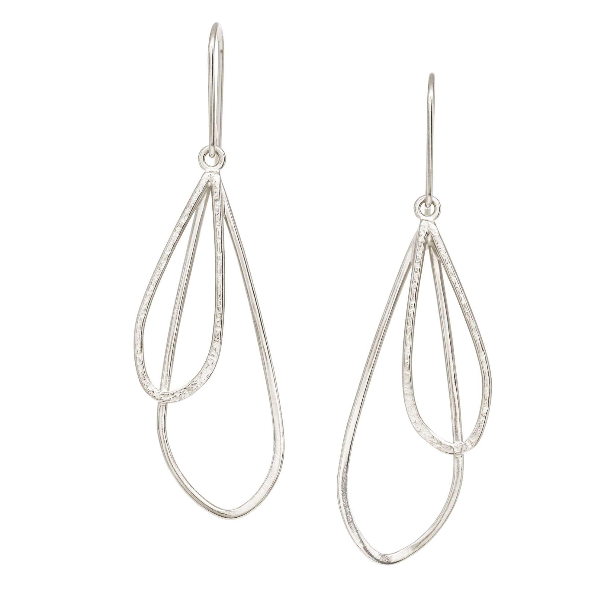 Double Petal Earrings - Bright Sterling
