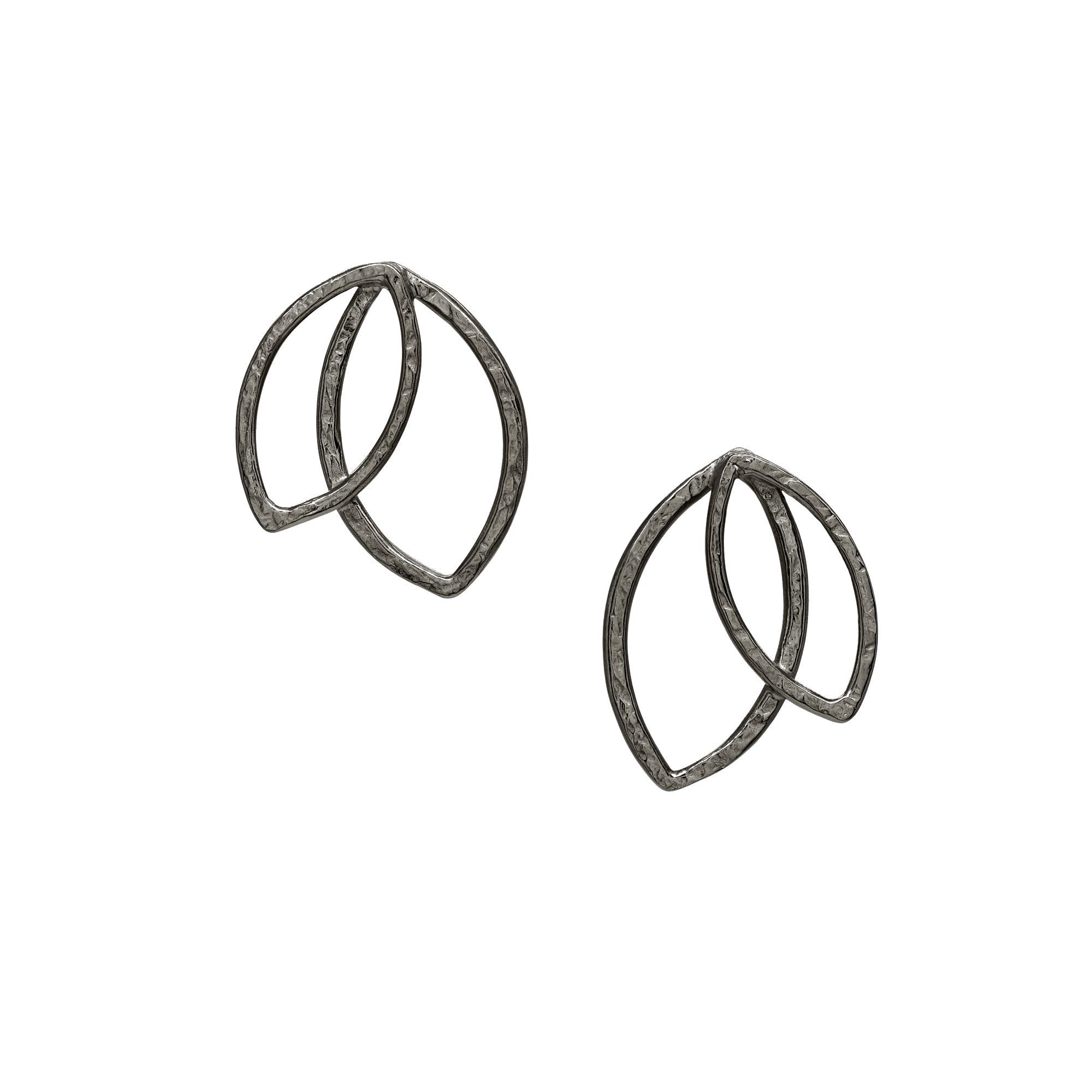 Double Leaf Studs - Dark Sterling