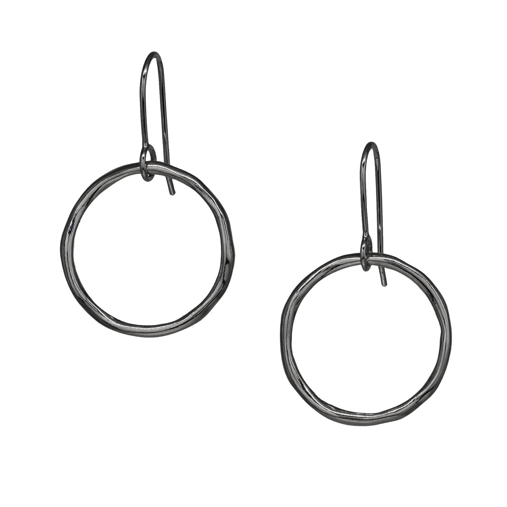 Tidal Circle Earrings - Dark Sterling Silver