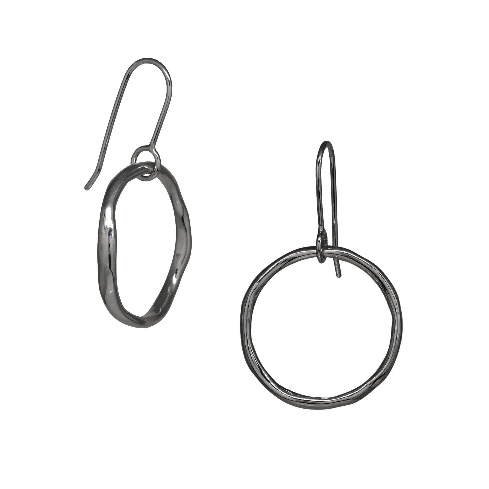 Tidal Circle Earrings - Dark Sterling Silver