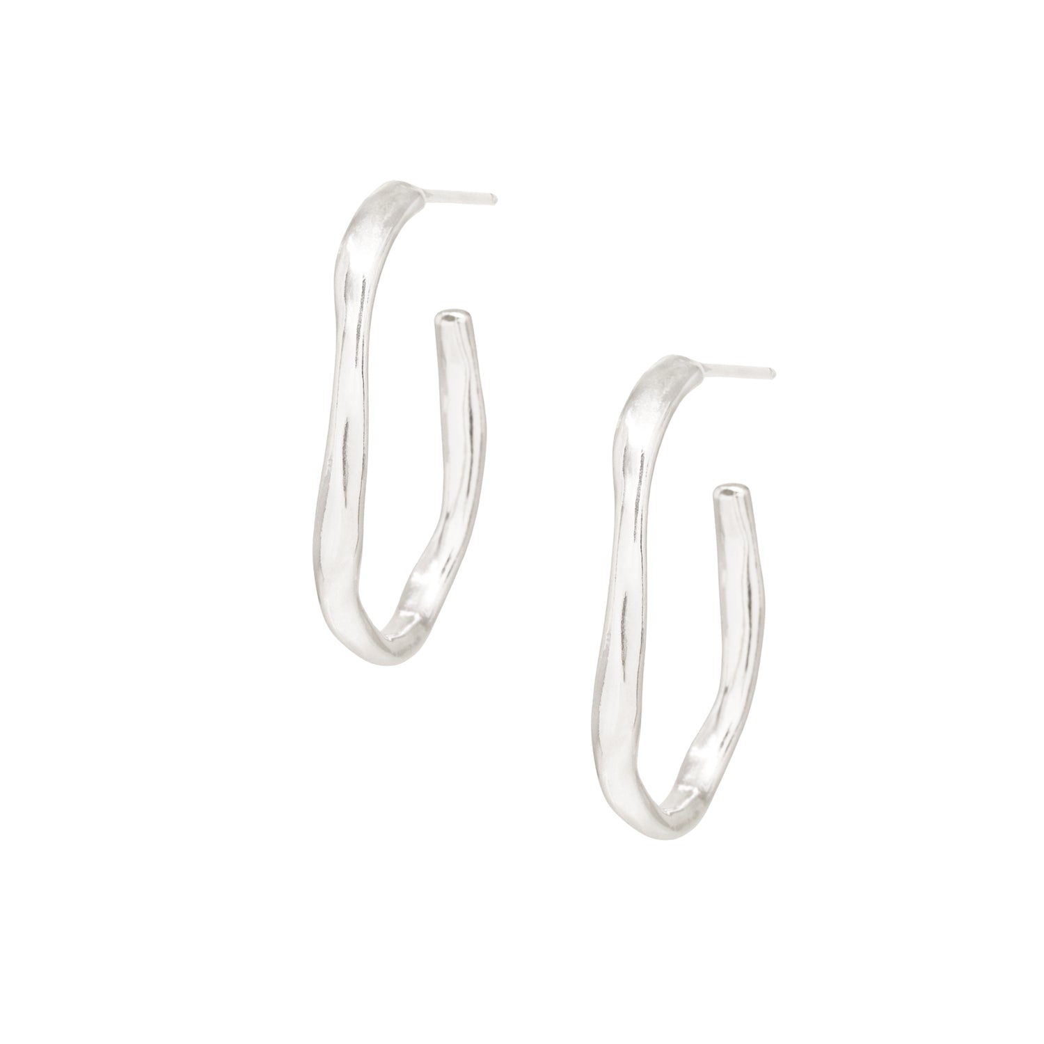 Tidal Oval Hoop Earrings - Bright Sterling Silver