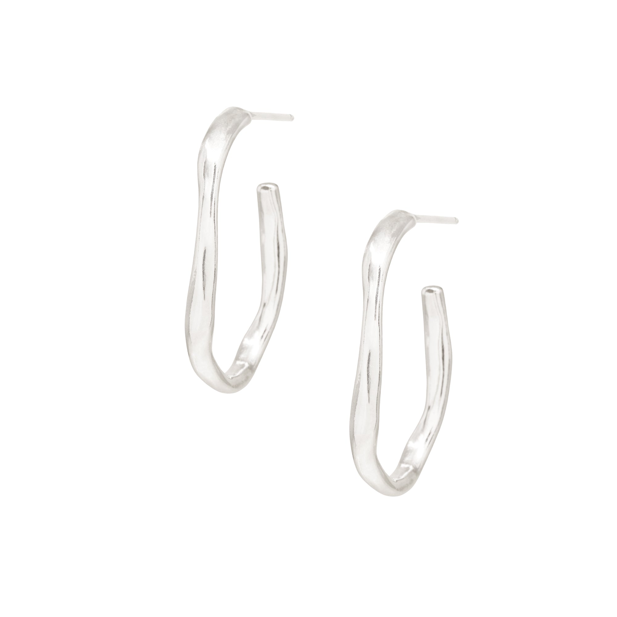Tidal Oval Hoop Earrings - Bright Sterling Silver