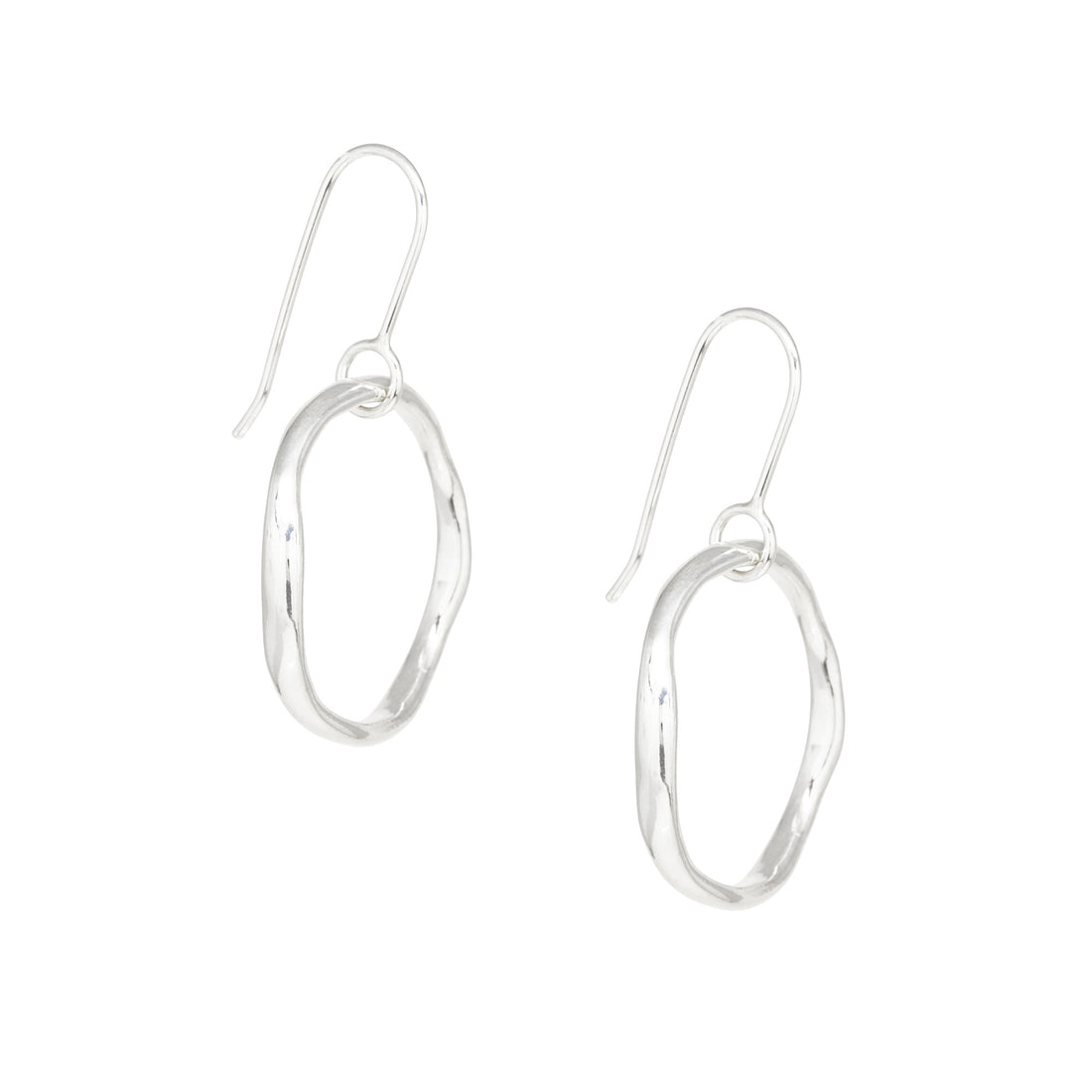 Tidal Circle Earrings - Bright Sterling Silver