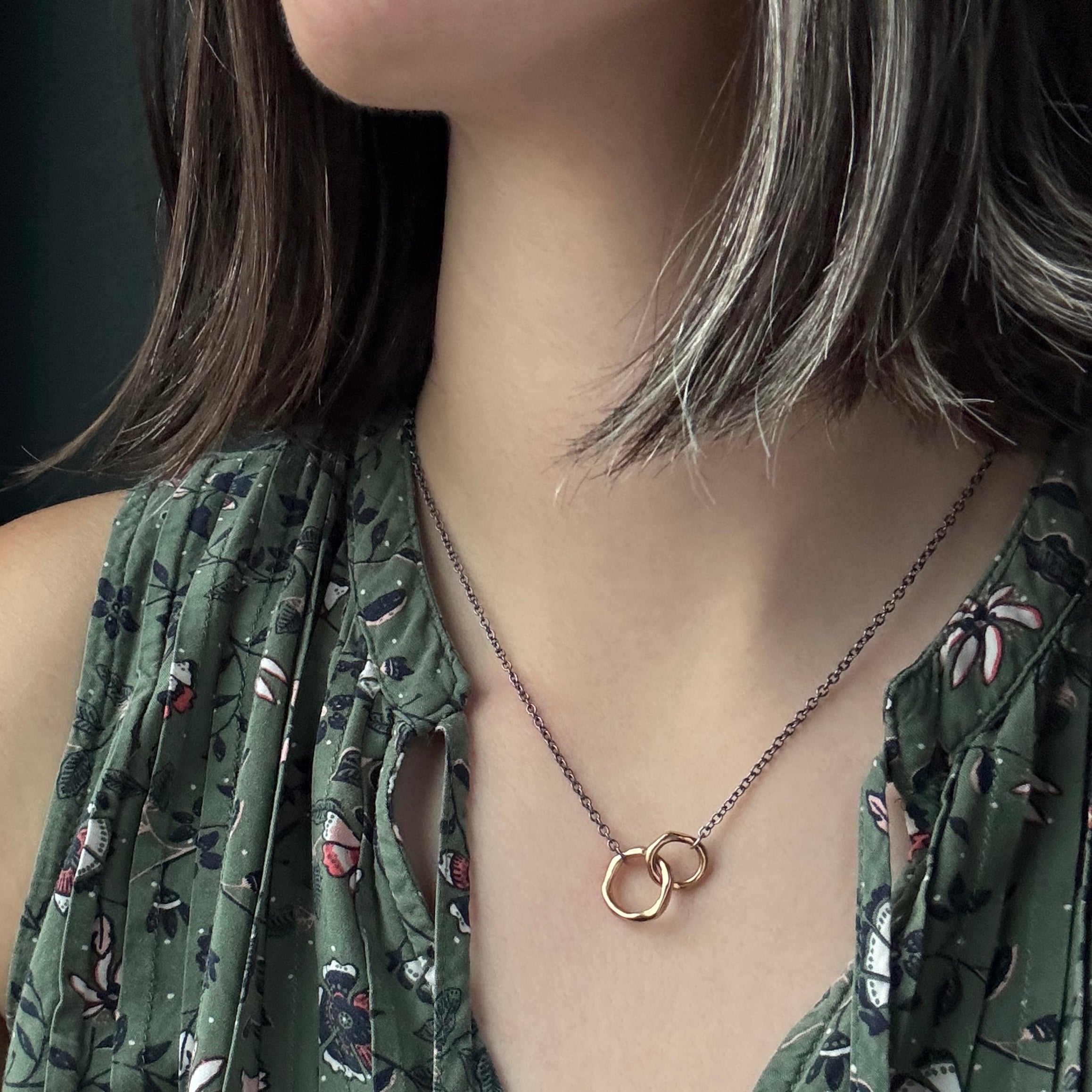 Tidal Unity Necklace - Bronze & Dark Sterling Silver