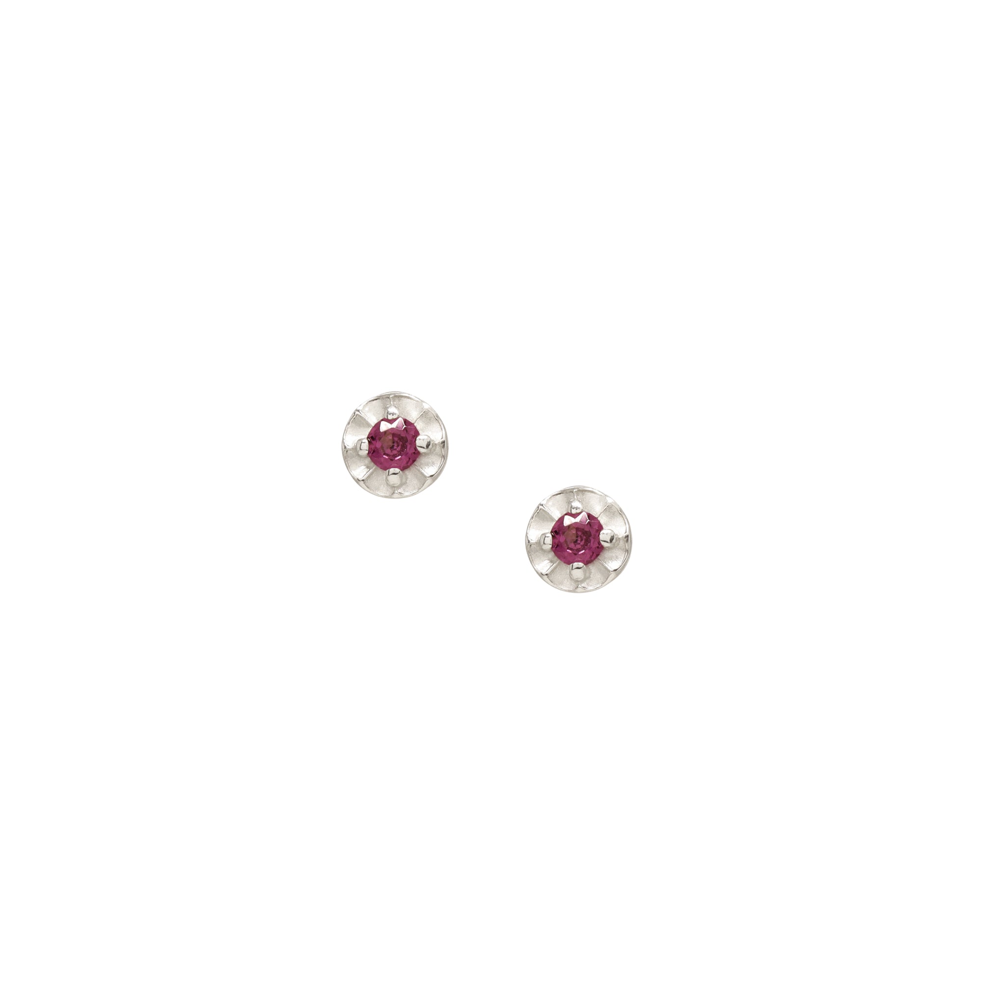 Tiny Star Studs - Rhodolite Garnet & Bright Sterling