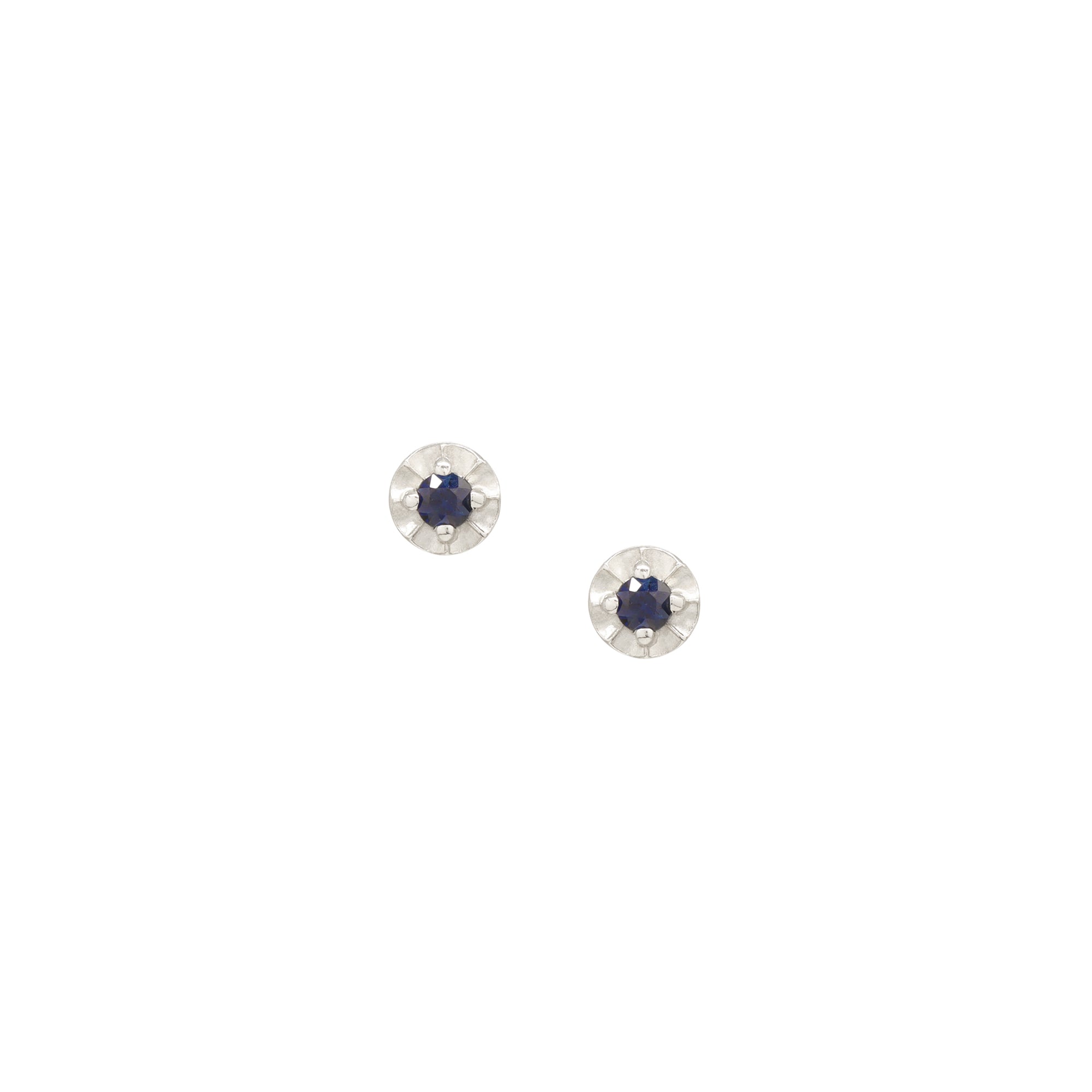 Tiny Star Studs - Natural Sapphire & Bright Sterling