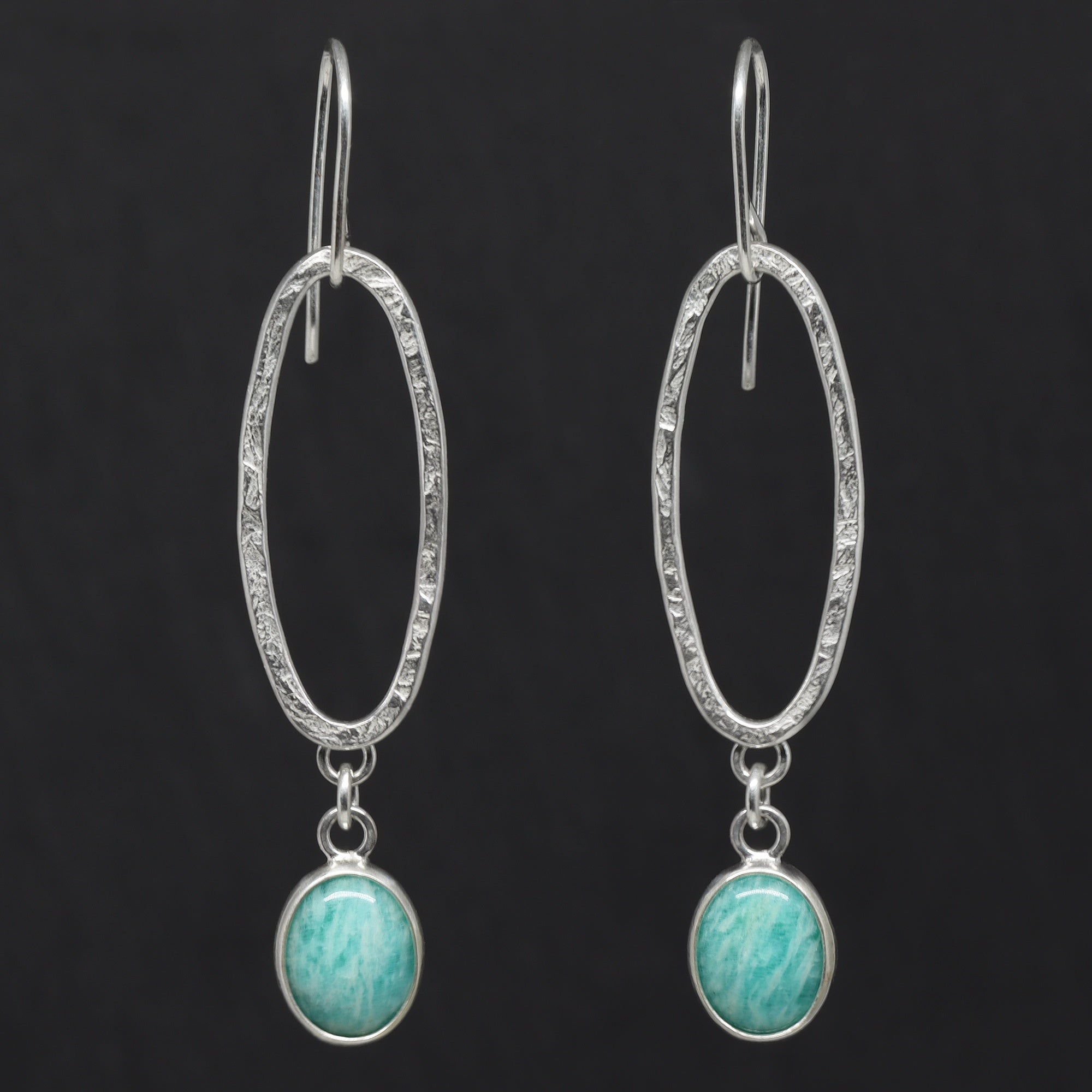 Aperture Earrings - Amazonite - Bright Sterling