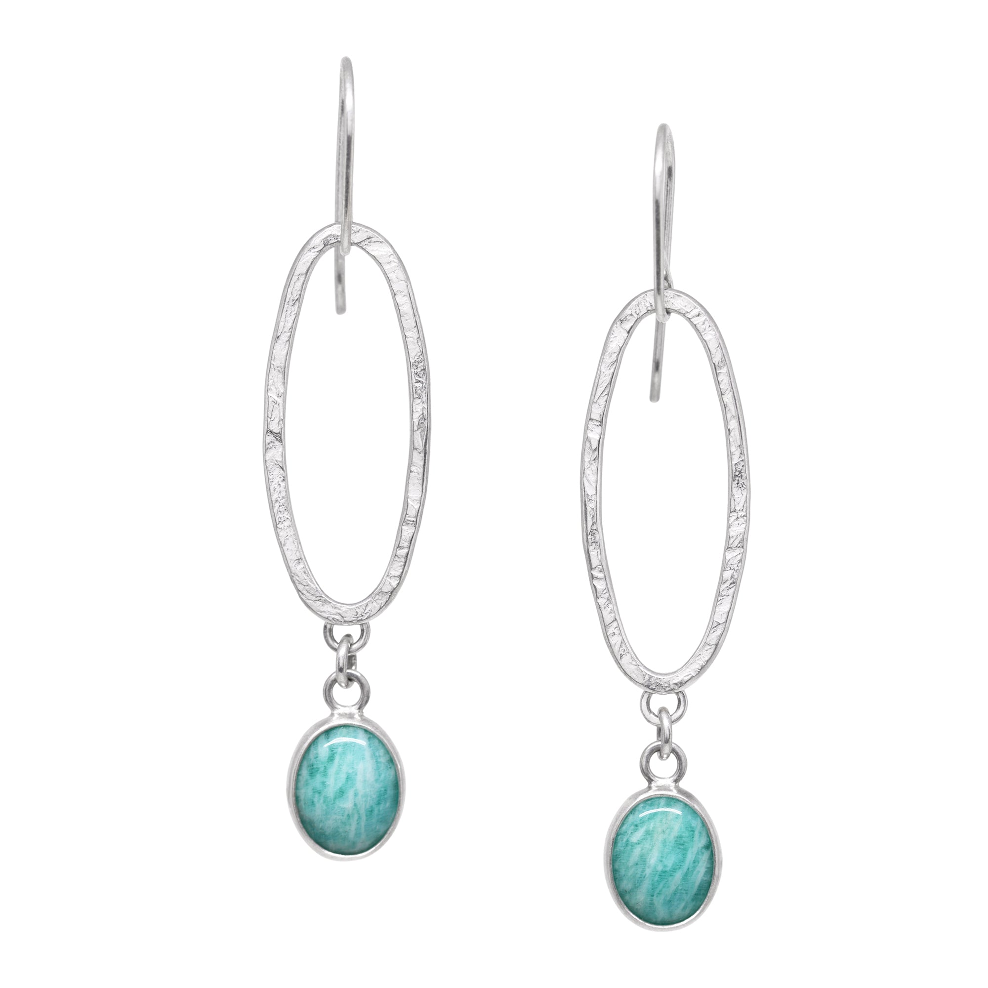 Aperture Earrings - Amazonite - Bright Sterling