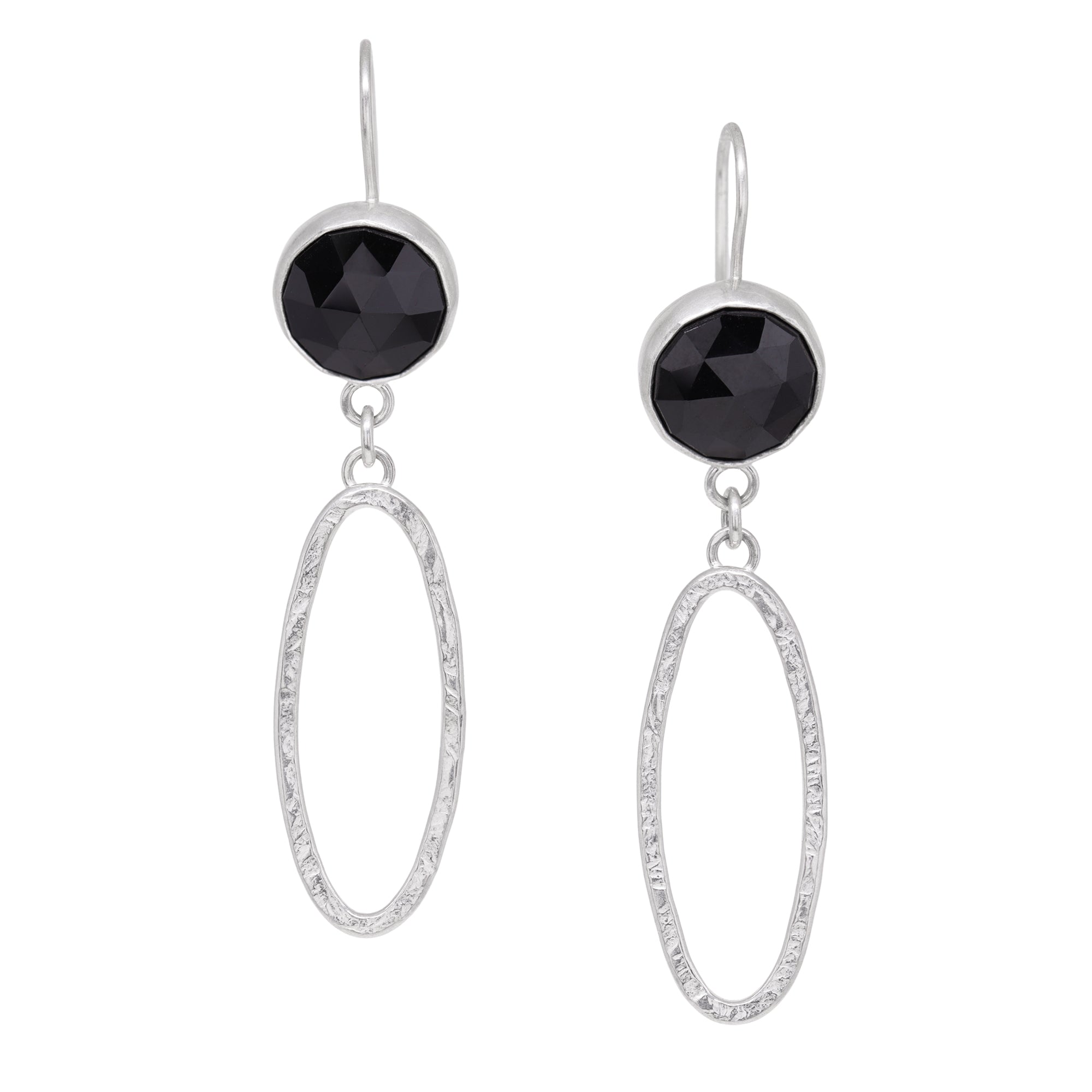 Aperture Earrings - Black Spinel - Bright Sterling