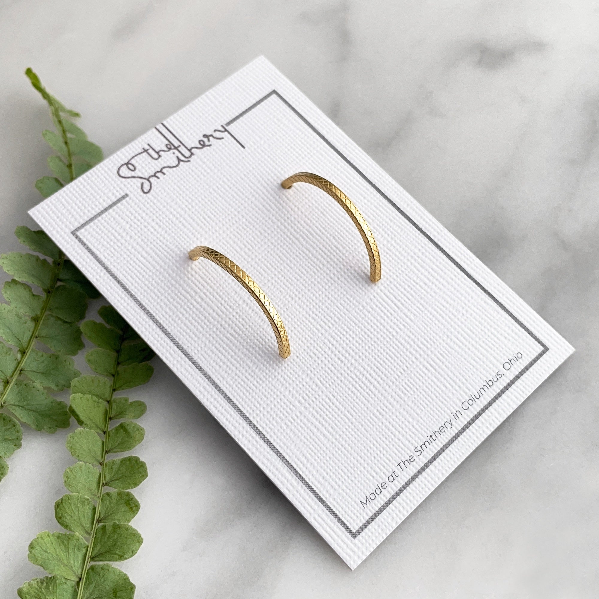 Crosshatch Arc Studs - 18K Vermeil