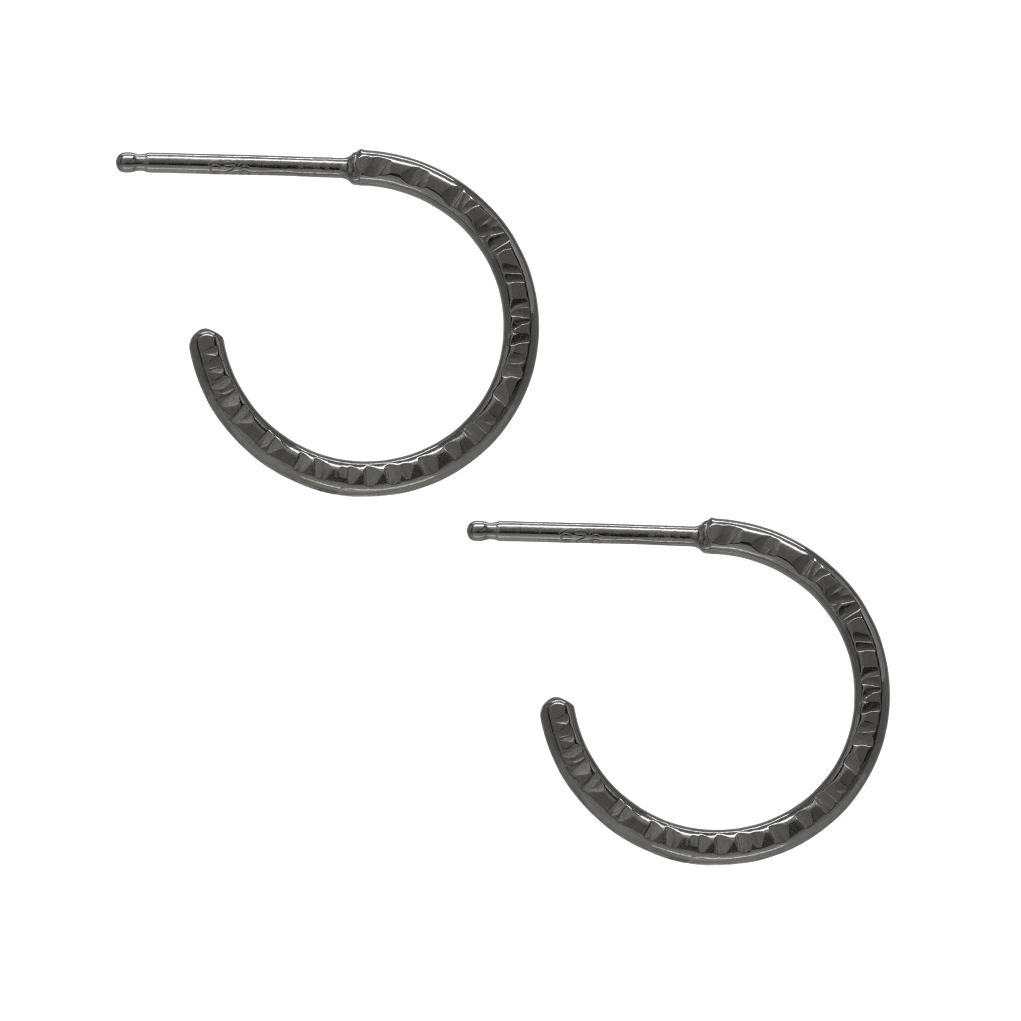 Faceted Hoops - Dark Sterling