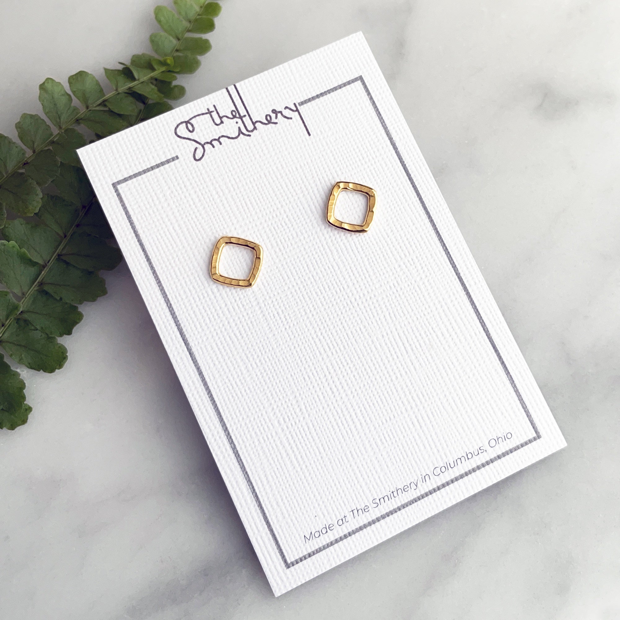 Deco Square Studs - Vermeil