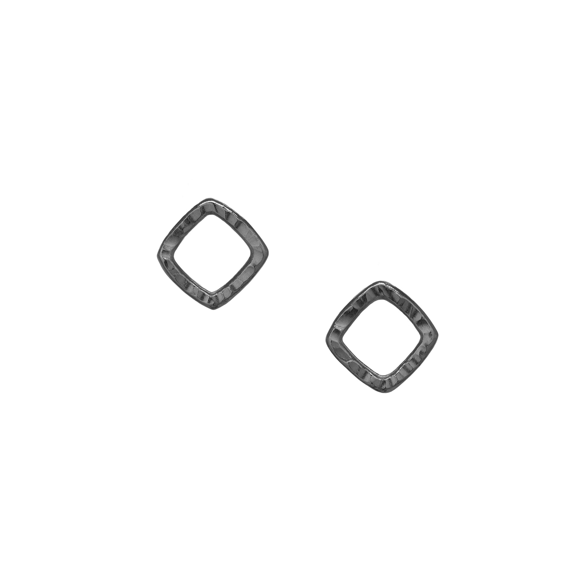 Deco Square Studs - Dark Sterling