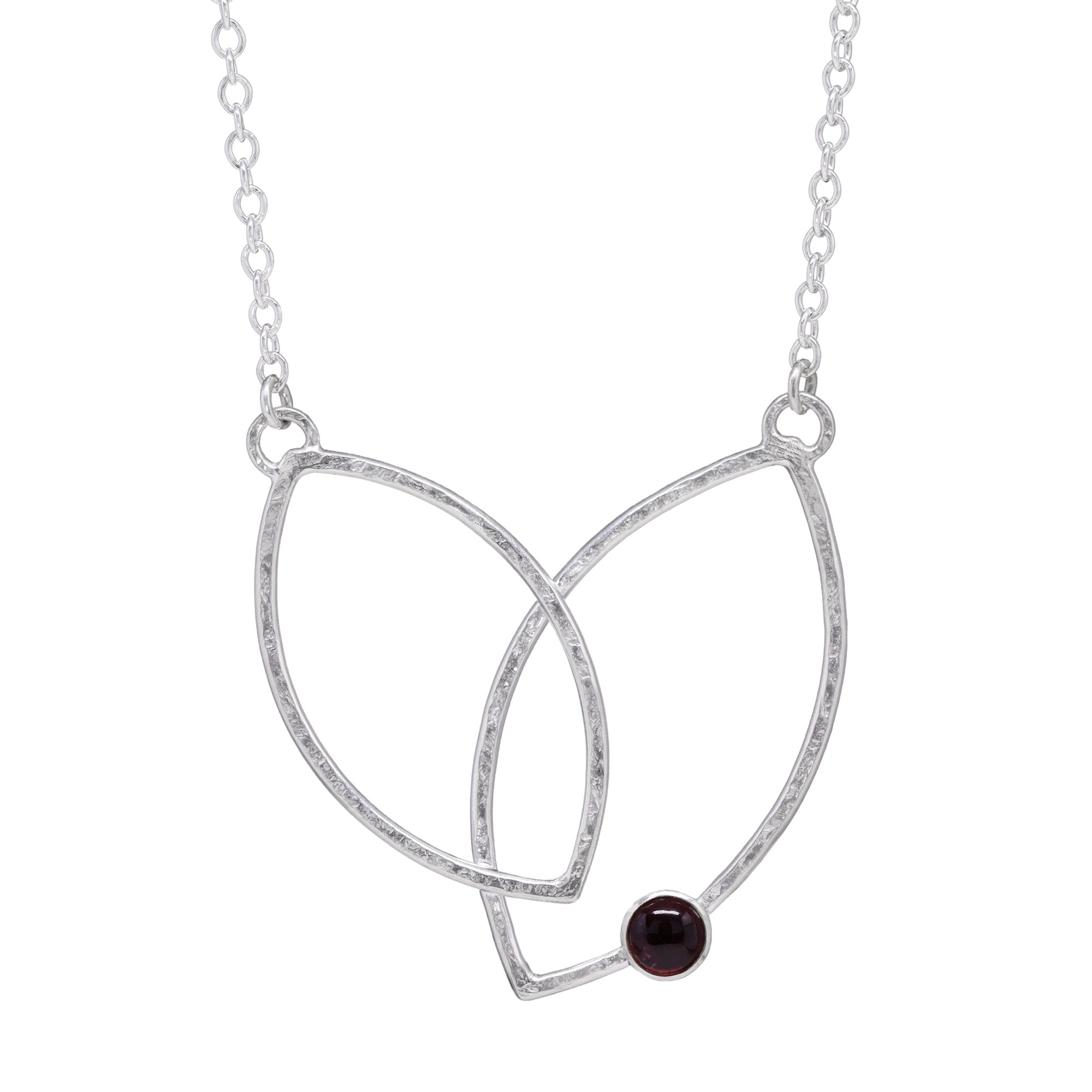 Double Leaf Necklace - Tourmaline - Bright Sterling