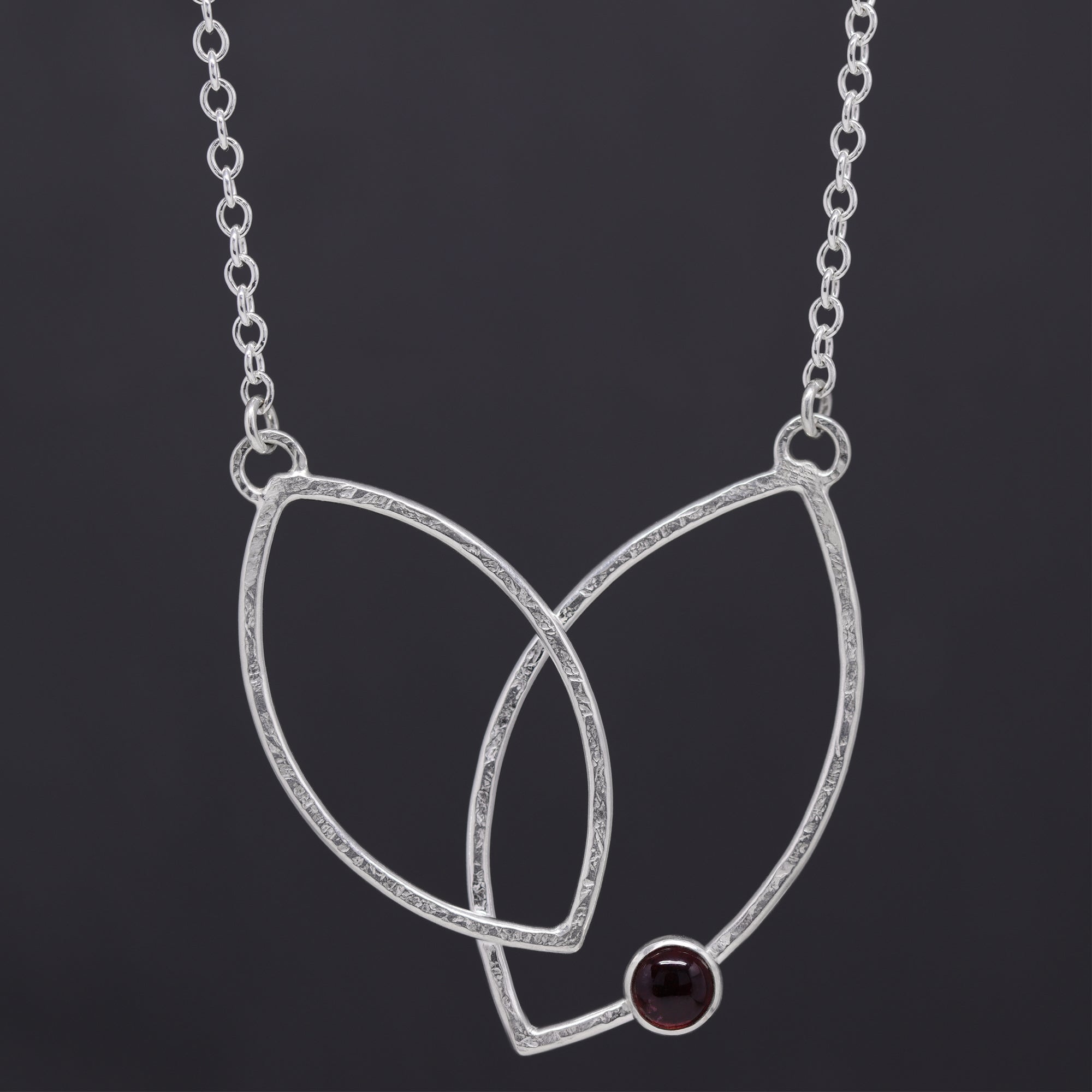 Double Leaf Necklace - Tourmaline - Bright Sterling
