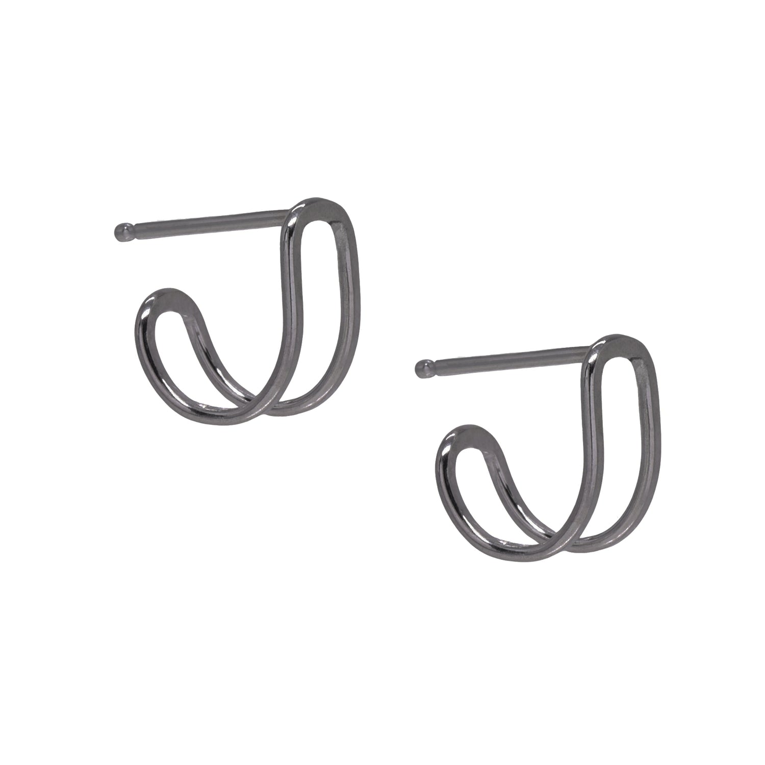 Geo Cuff Hoop Studs - Dark Sterling