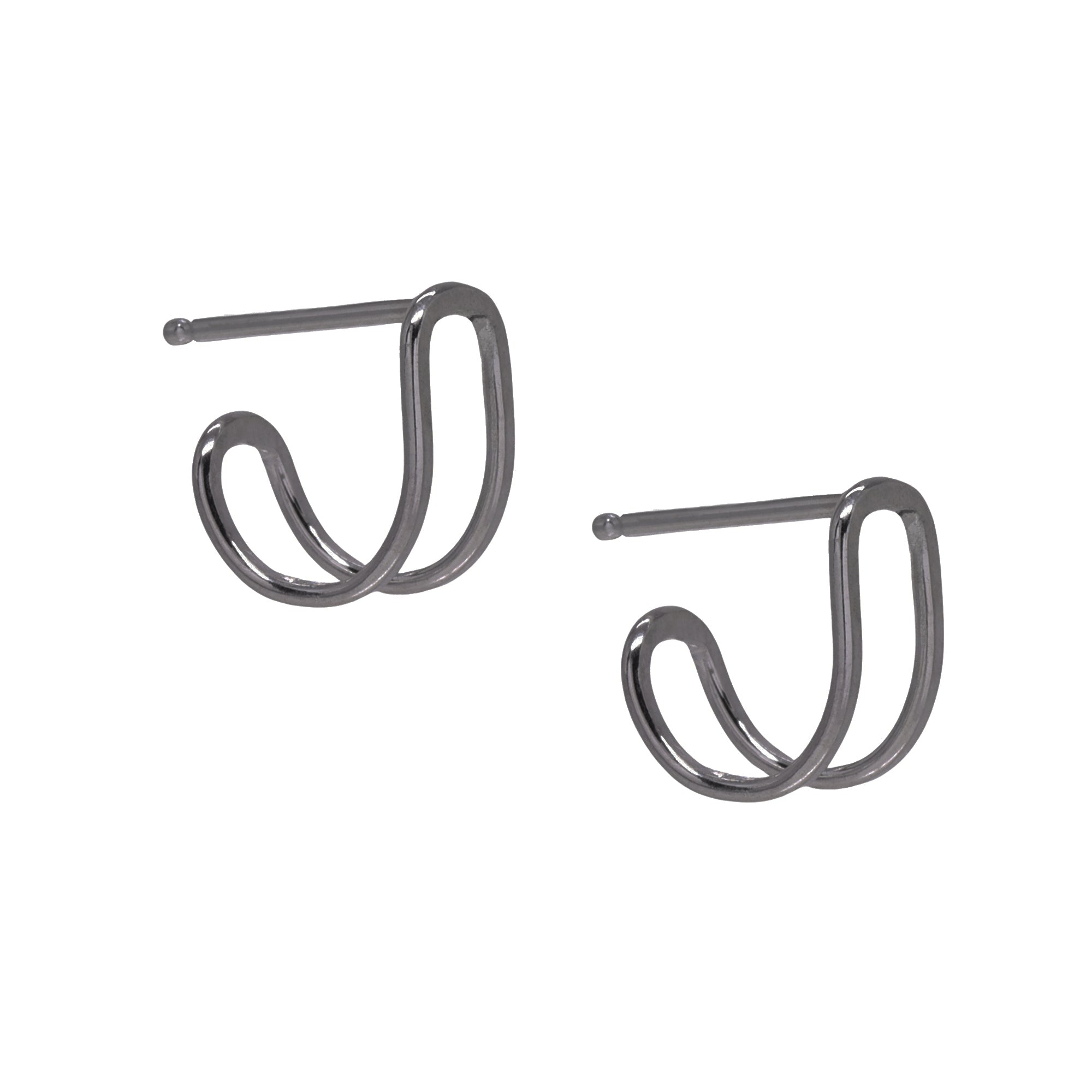 Geo Cuff Hoop Studs - Dark Sterling