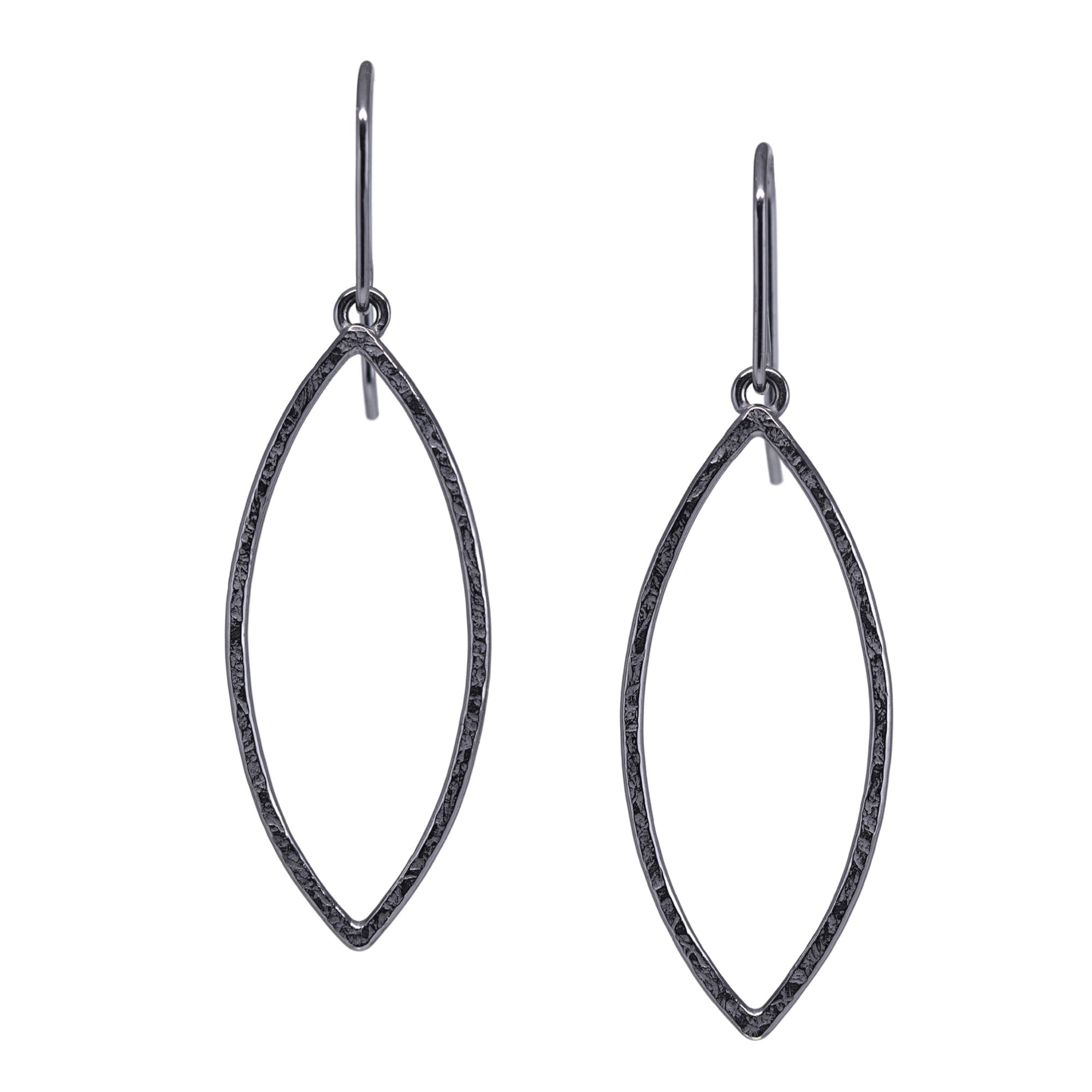 Grow Leaf Earrings - Dark Sterling