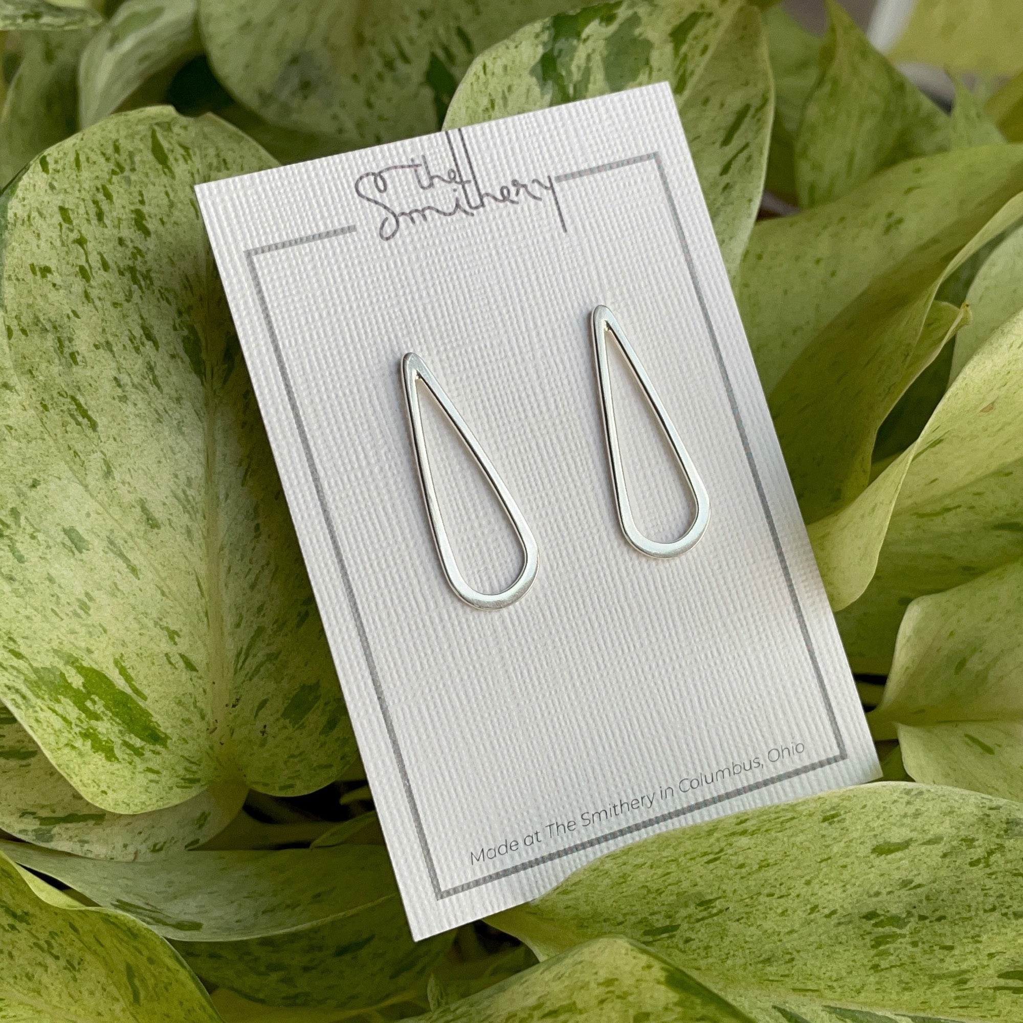 Teardrop Studs - Large - Bright Sterling