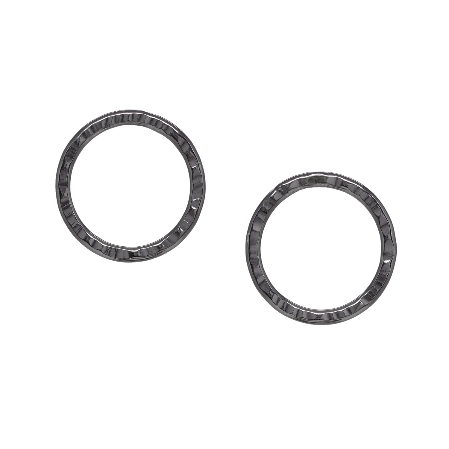 Faceted Circle Studs Large - Dark Sterling