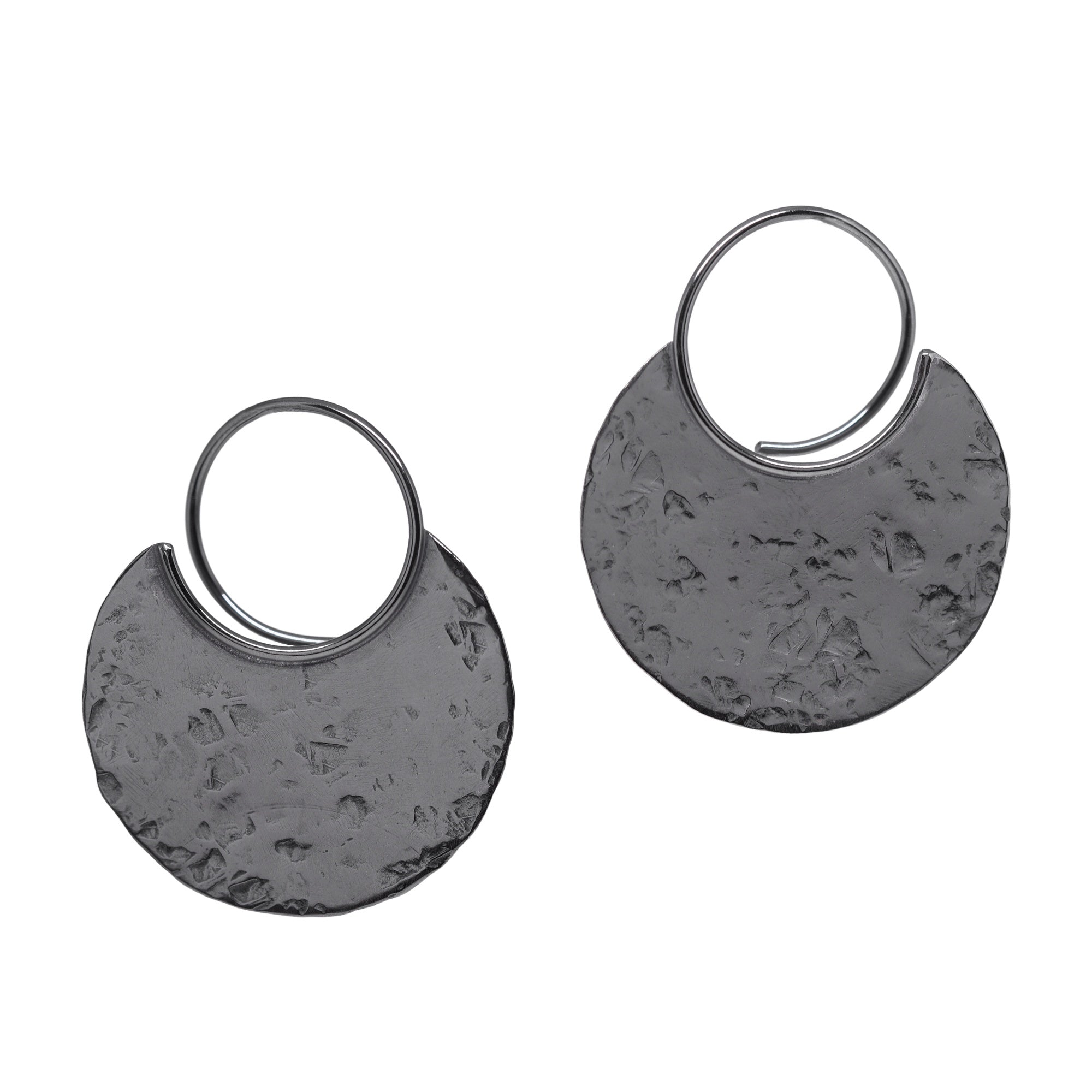 Canyon Disc Earrings - Dark Sterling